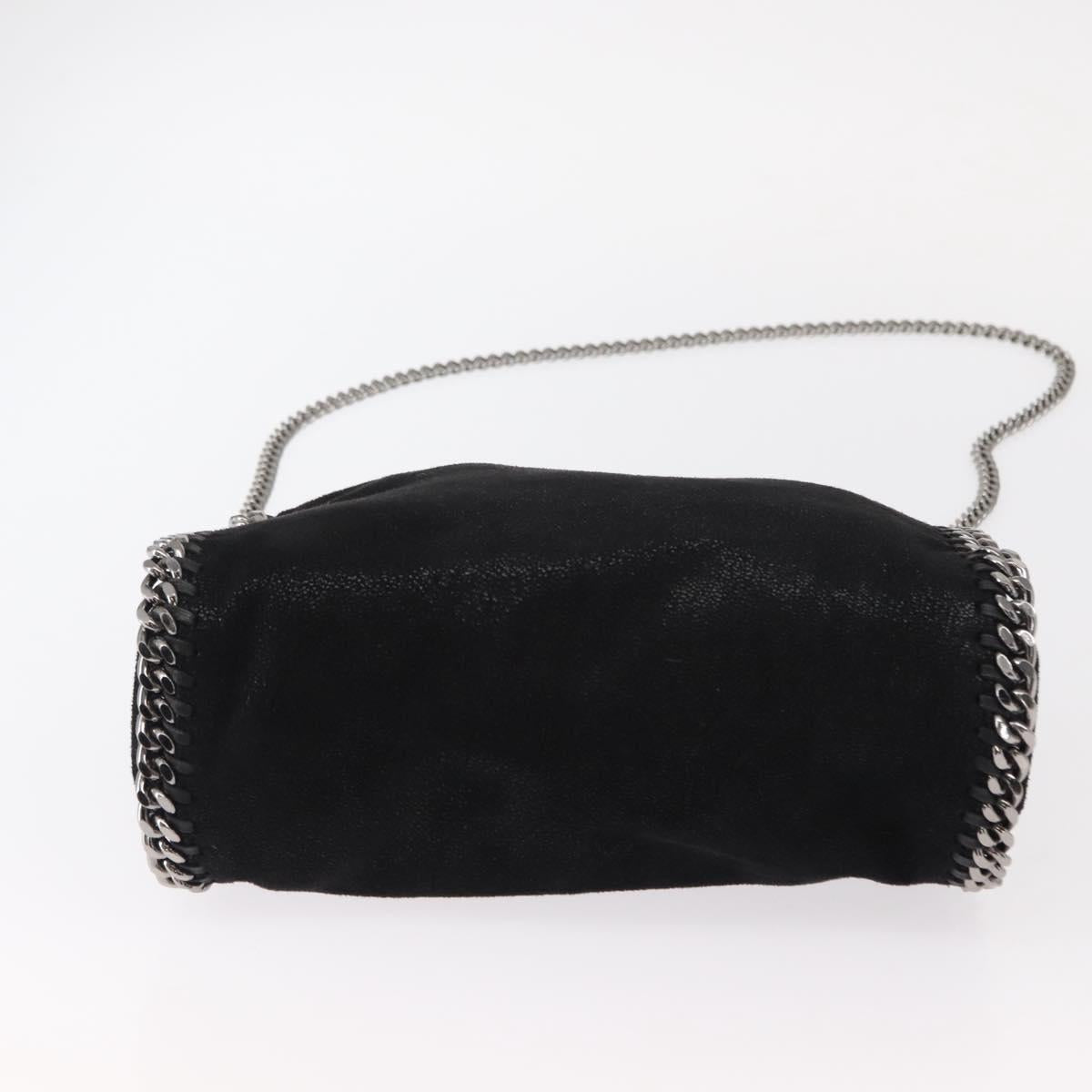 Stella MacCartney Chain Falabella Bag Polyester Black Silver 371223 Auth BA7551