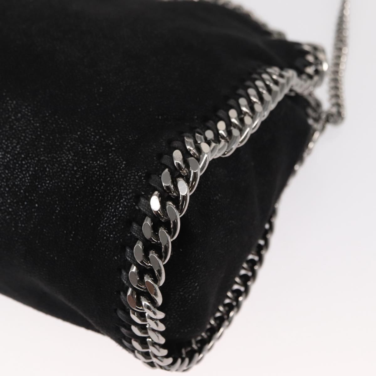 Stella MacCartney Chain Falabella Bag Polyester Black Silver 371223 Auth BA7551