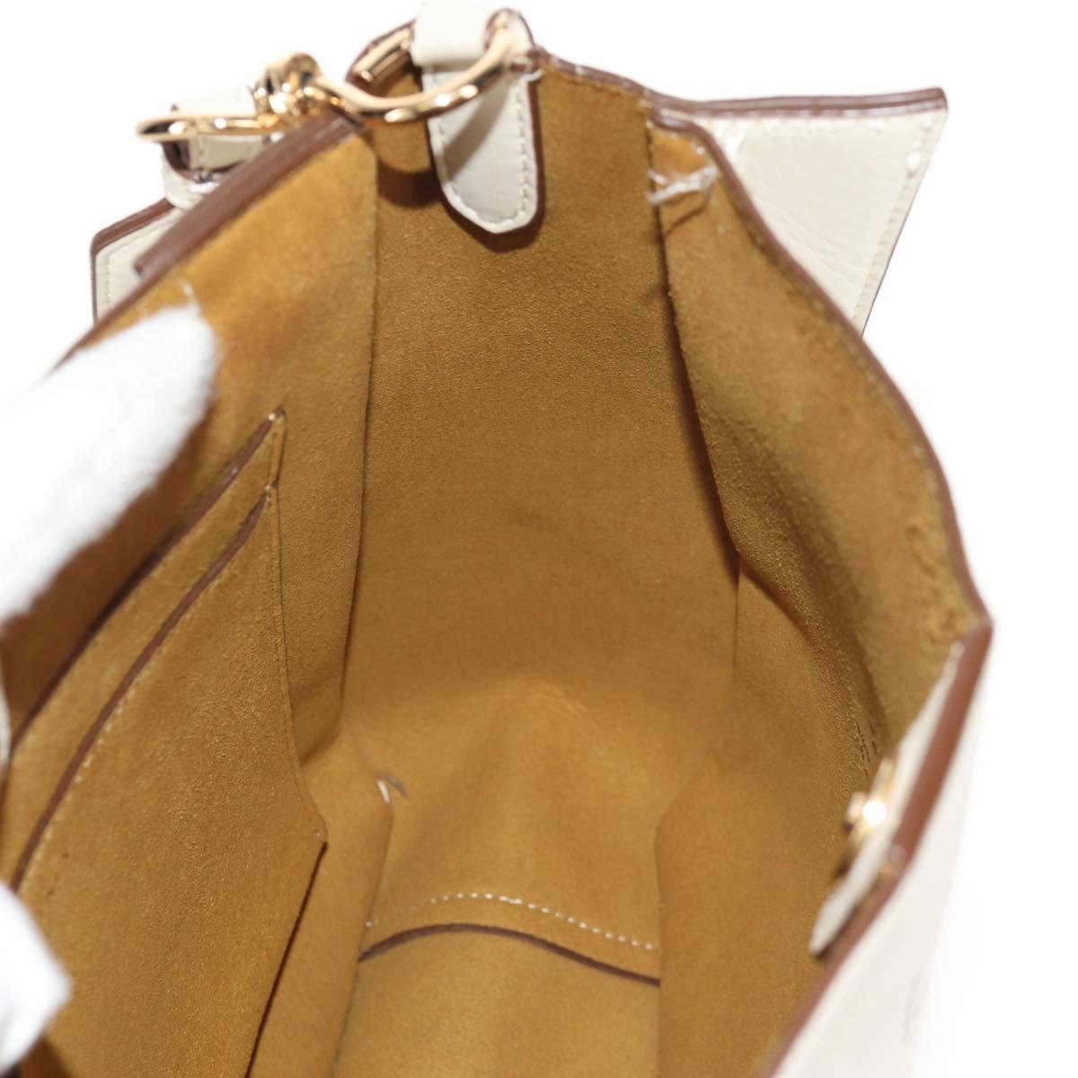 Stella MacCartney Shoulder Bag Leather Beige gold Auth BA7552