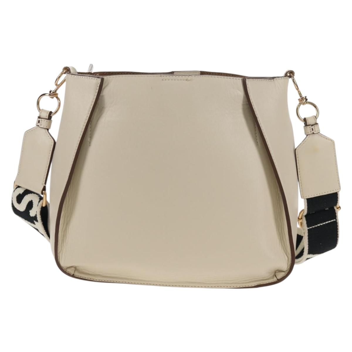 Stella MacCartney Shoulder Bag Leather Beige gold Auth BA7552