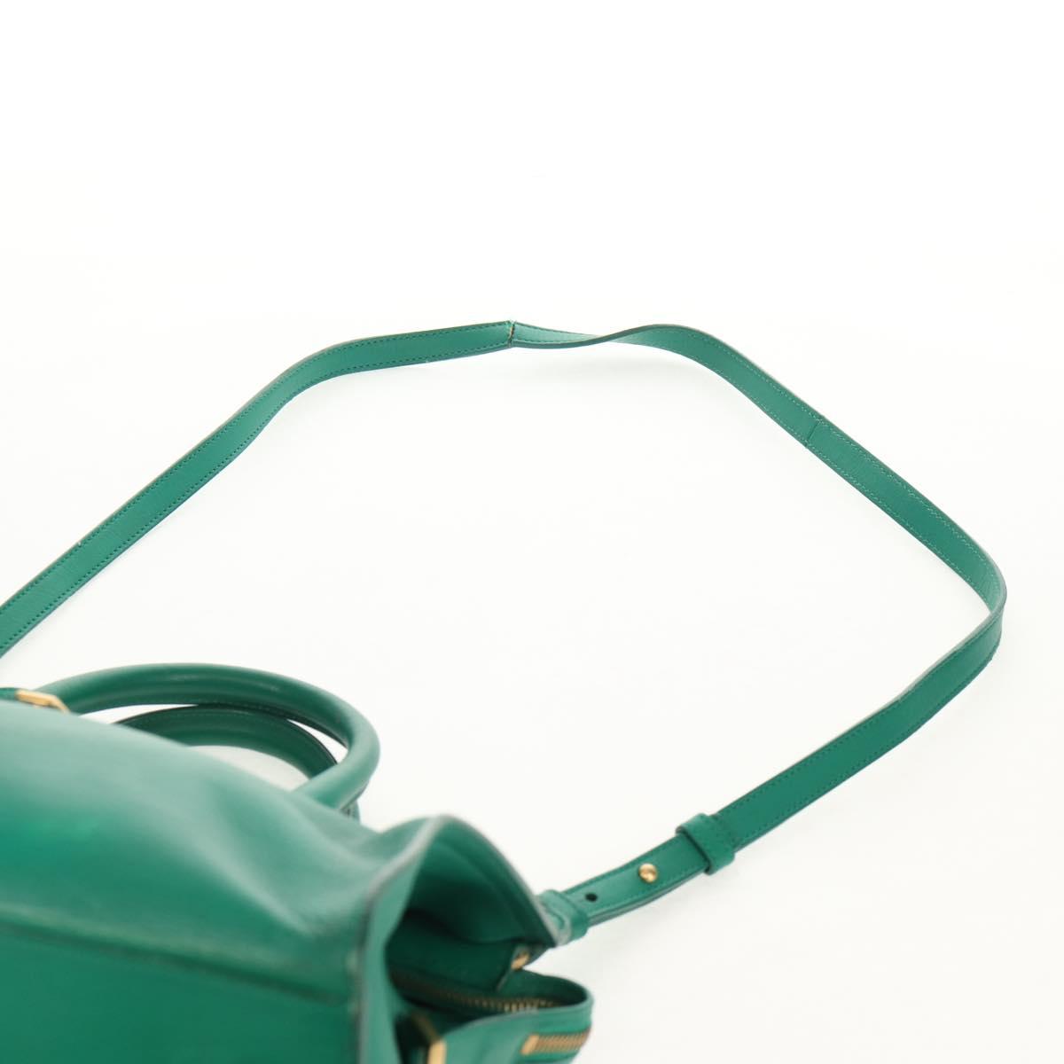 SAINT LAURENT Y Line Petit Kabas Bag Leather Green Gold 311210 Auth BA7553