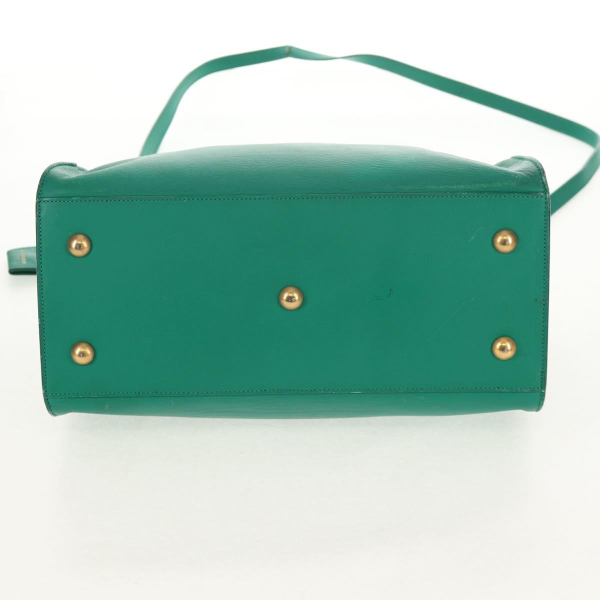 SAINT LAURENT Y Line Petit Kabas Bag Leather Green Gold 311210 Auth BA7553