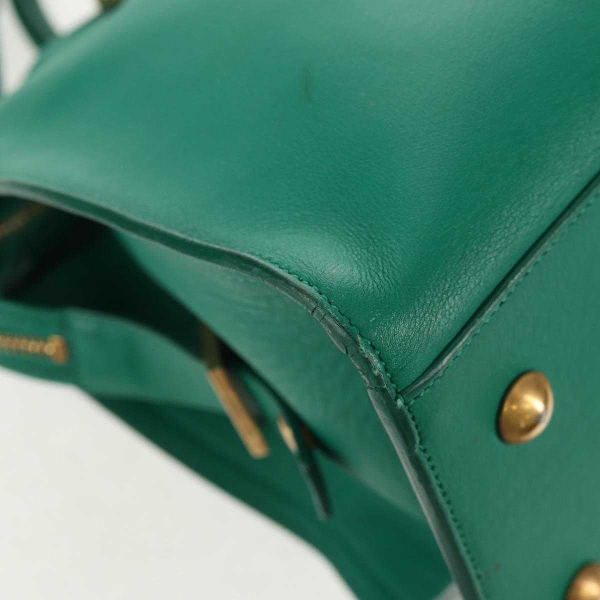 SAINT LAURENT Y Line Petit Kabas Bag Leather Green Gold 311210 Auth BA7553