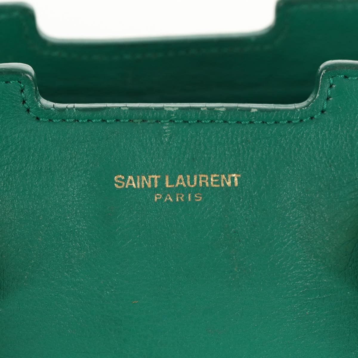 SAINT LAURENT Y Line Petit Kabas Bag Leather Green Gold 311210 Auth BA7553