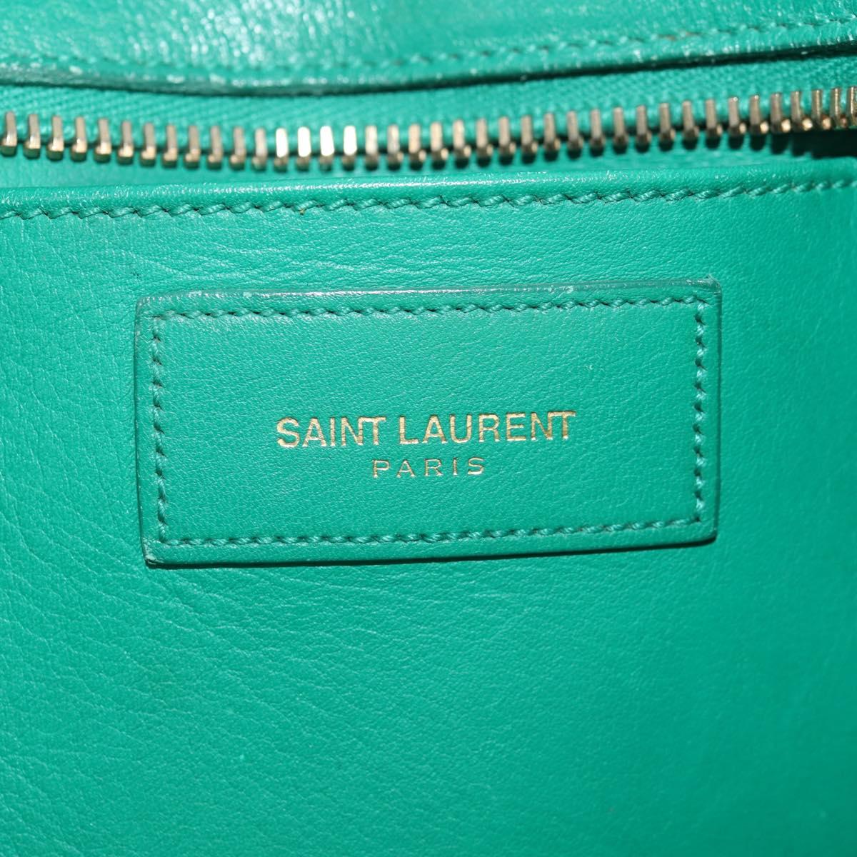 SAINT LAURENT Y Line Petit Kabas Bag Leather Green Gold 311210 Auth BA7553