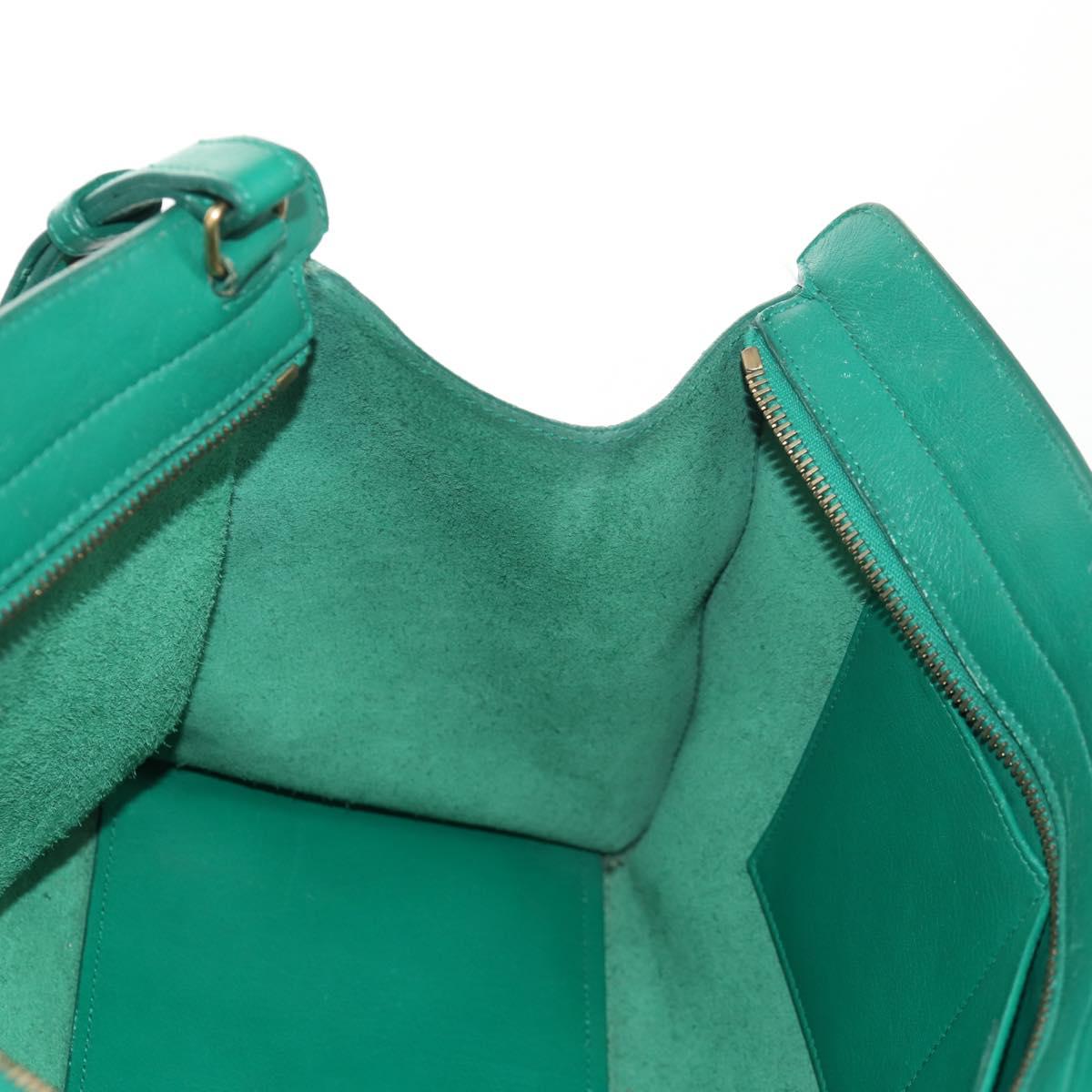 SAINT LAURENT Y Line Petit Kabas Bag Leather Green Gold 311210 Auth BA7553