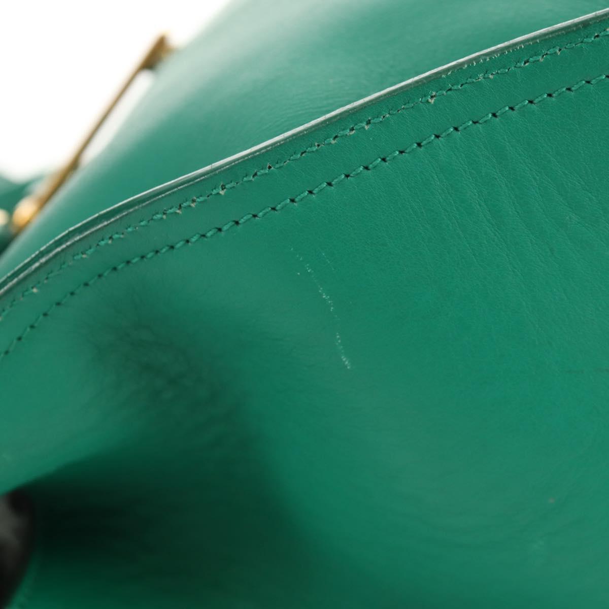 SAINT LAURENT Y Line Petit Kabas Bag Leather Green Gold 311210 Auth BA7553