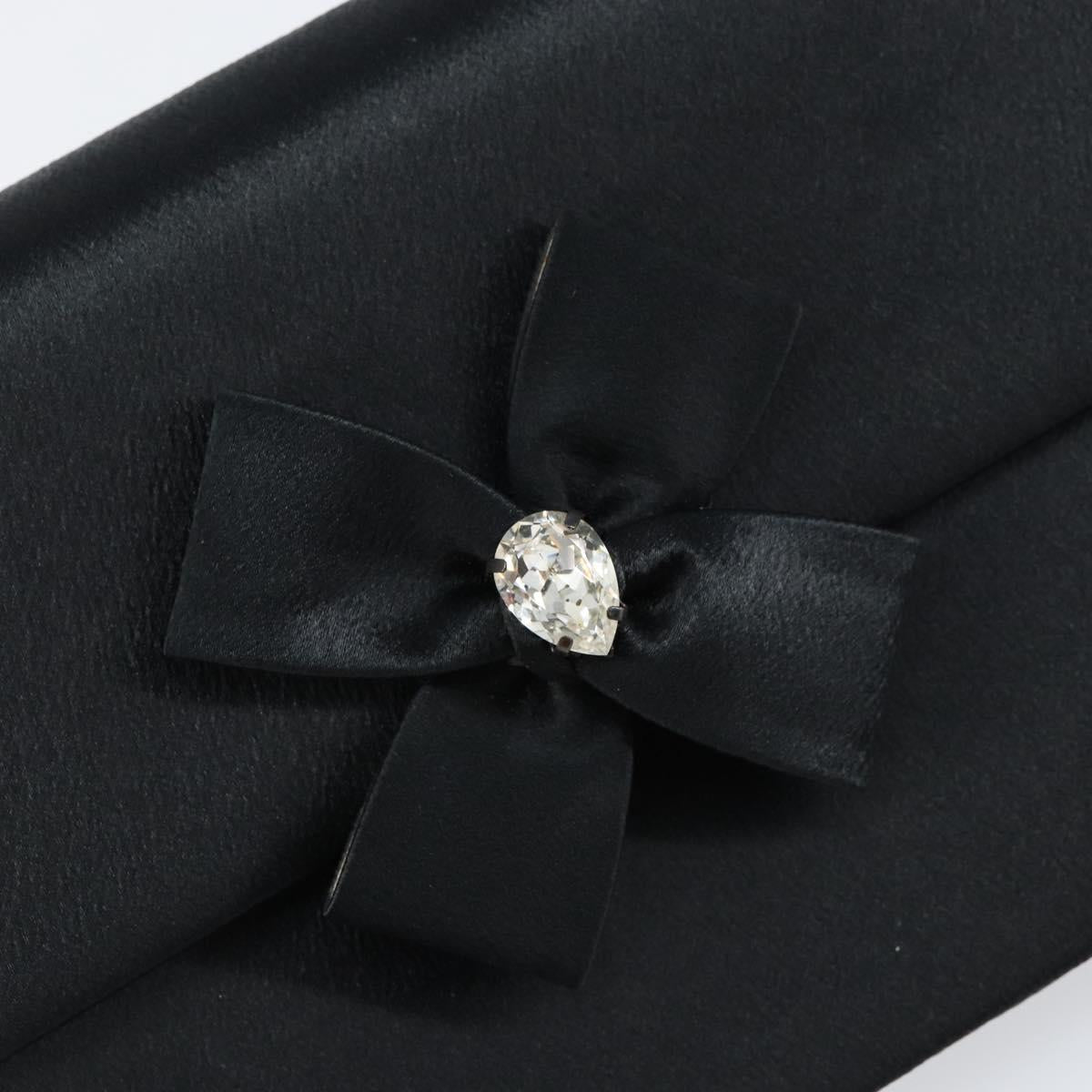 SAINT LAURENT Clutch Bag Satin Black Auth BA7554