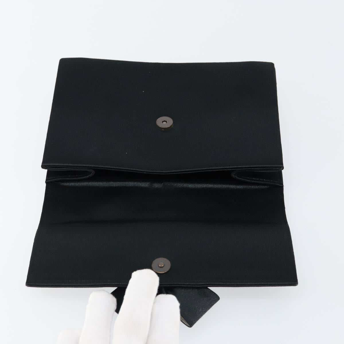 SAINT LAURENT Clutch Bag Satin Black Auth BA7554