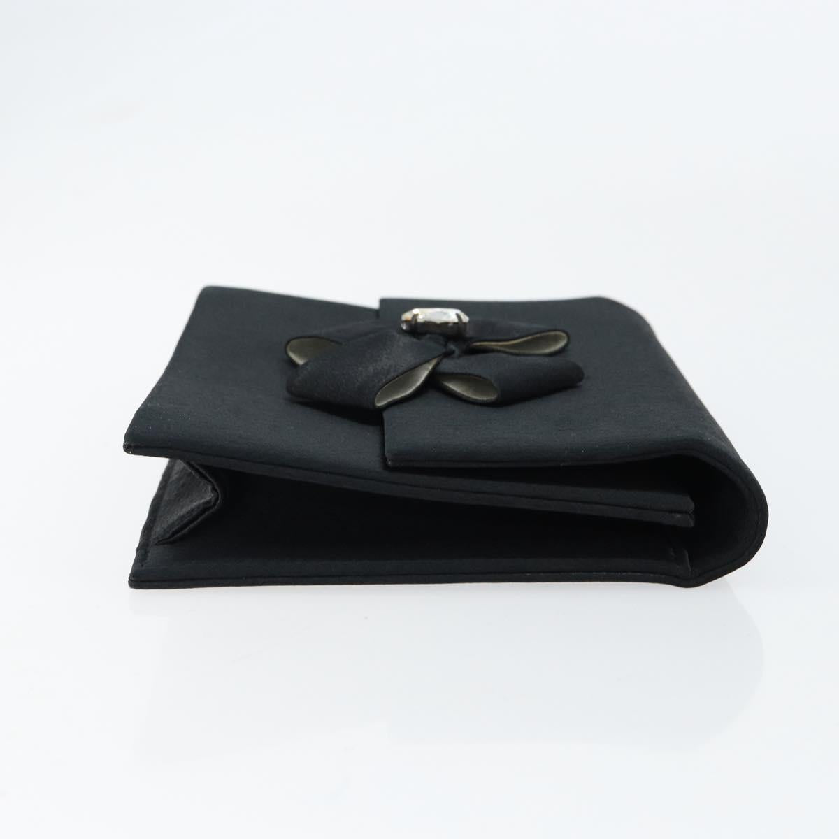 SAINT LAURENT Clutch Bag Satin Black Auth BA7554