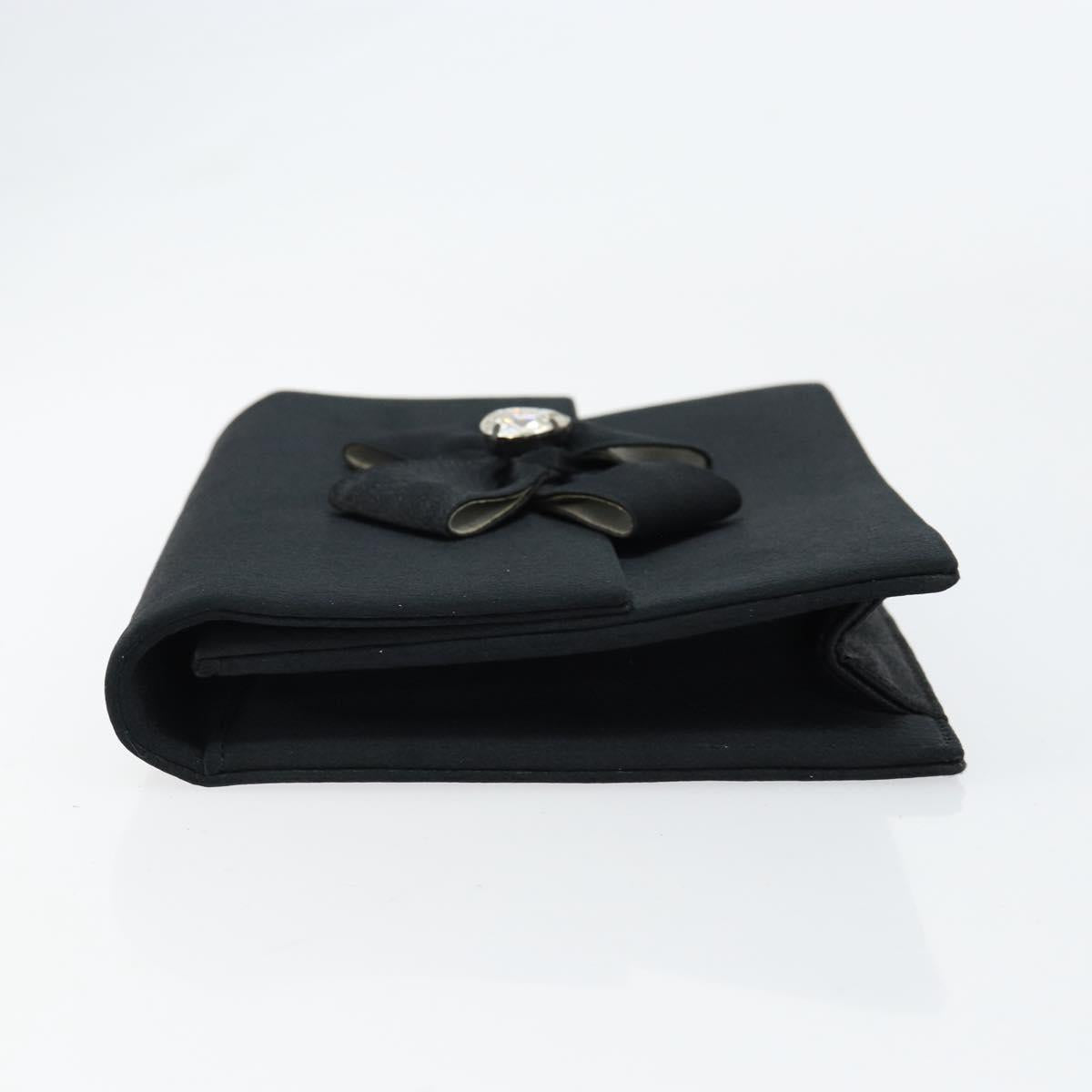 SAINT LAURENT Clutch Bag Satin Black Auth BA7554