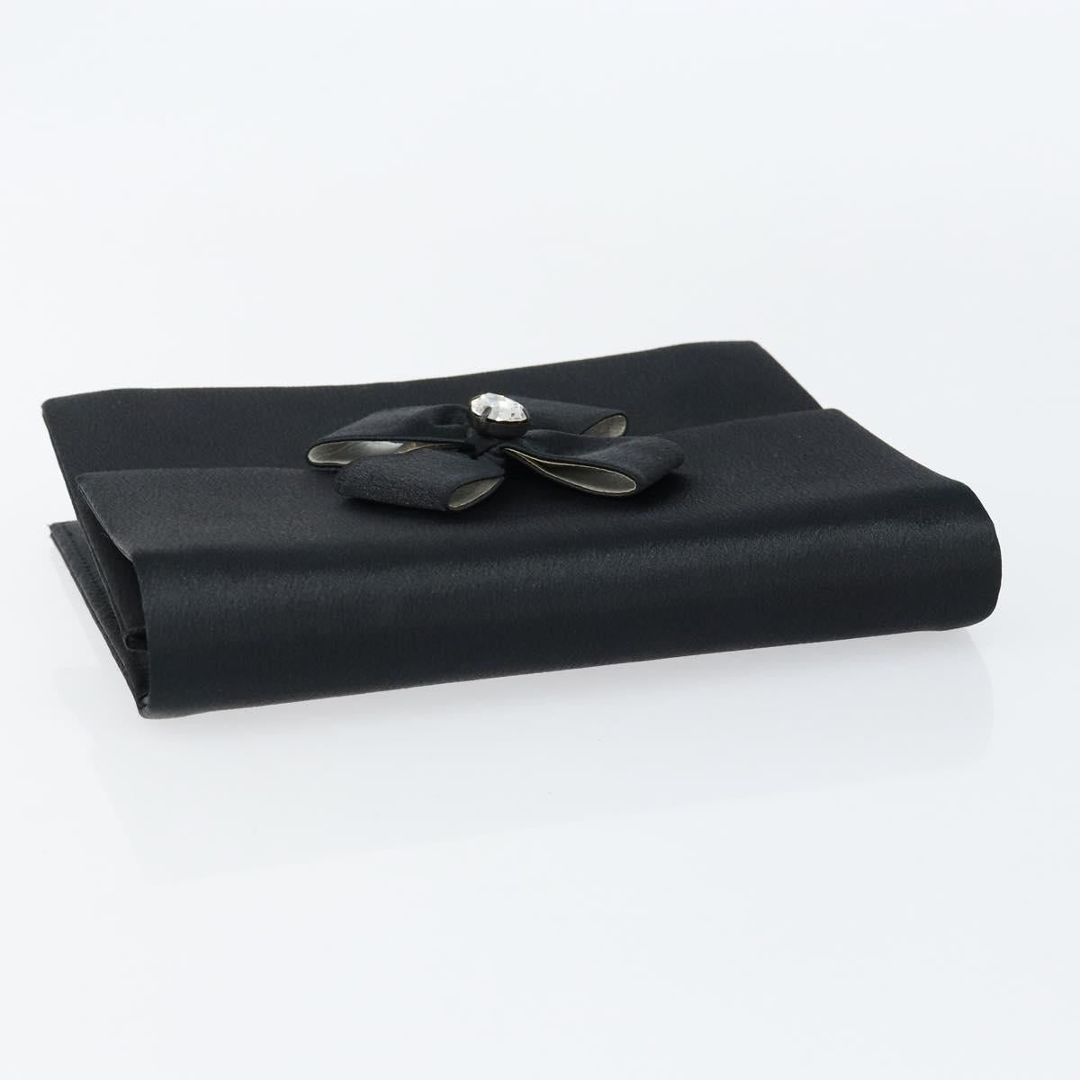 SAINT LAURENT Clutch Bag Satin Black Auth BA7554