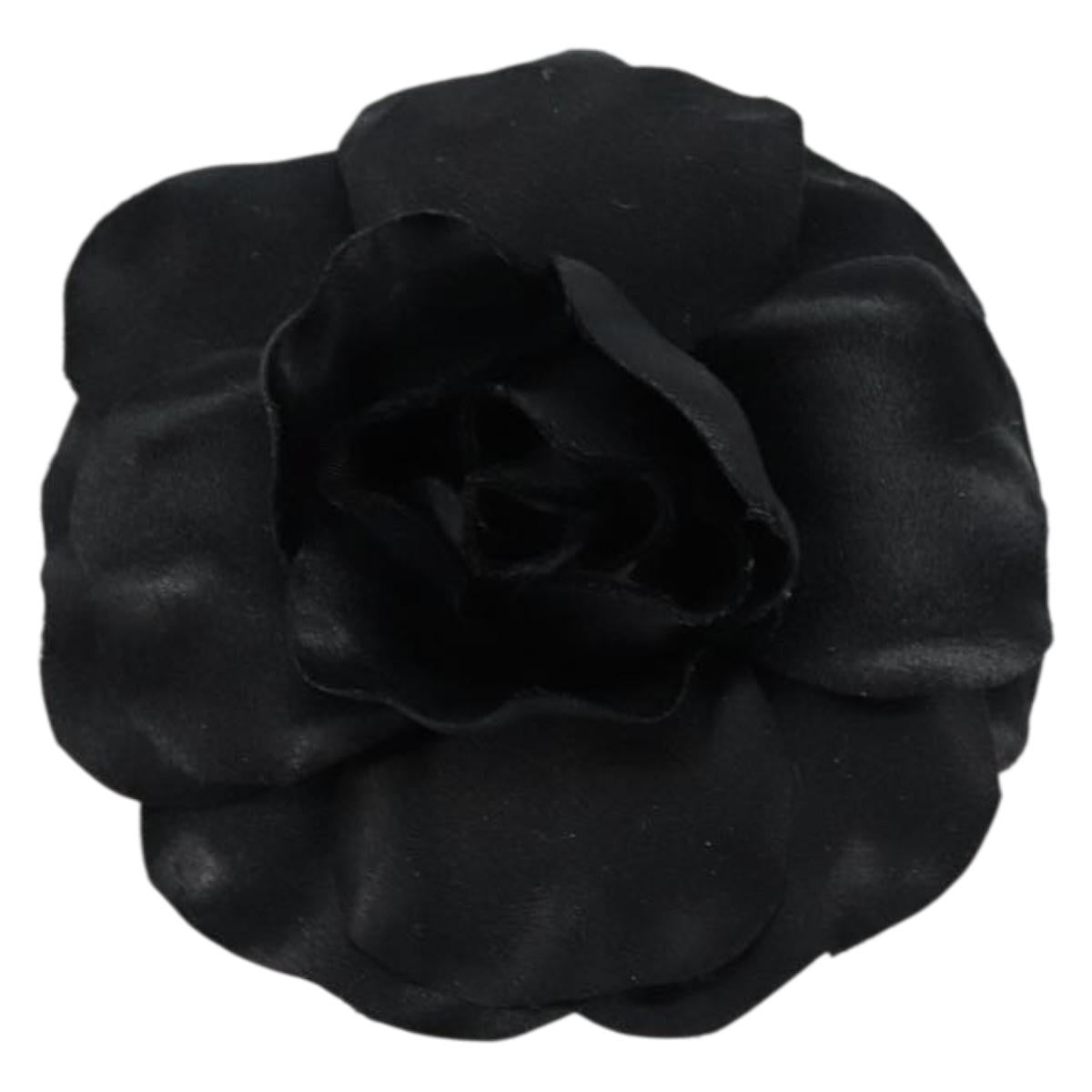 CHANEL Camelia Brooch metal Black CC Auth BA7556