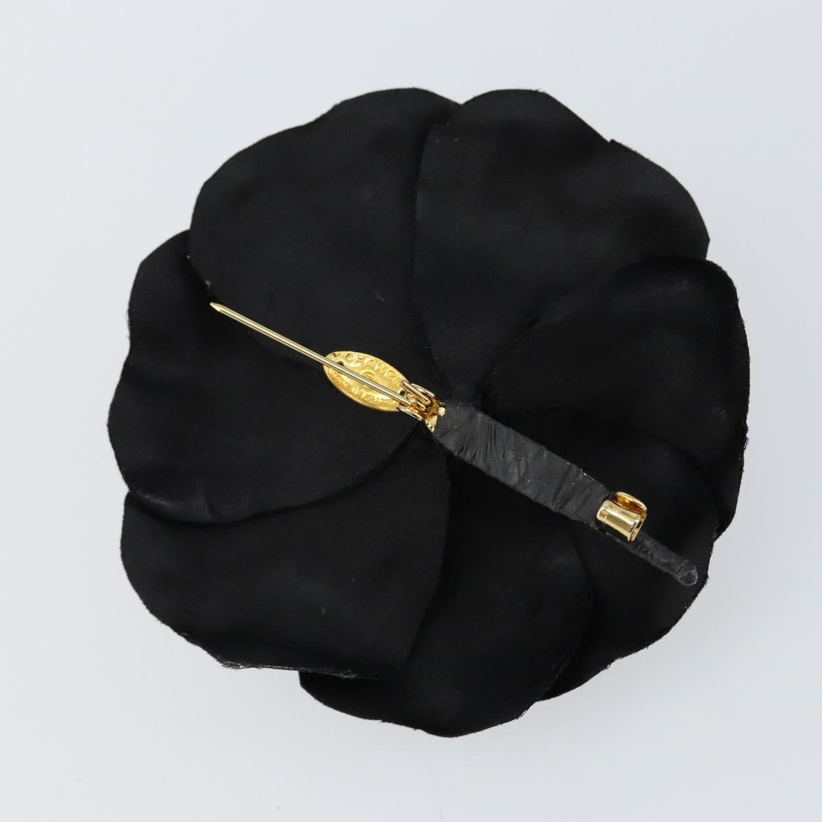 CHANEL Camelia Brooch metal Black CC Auth BA7556