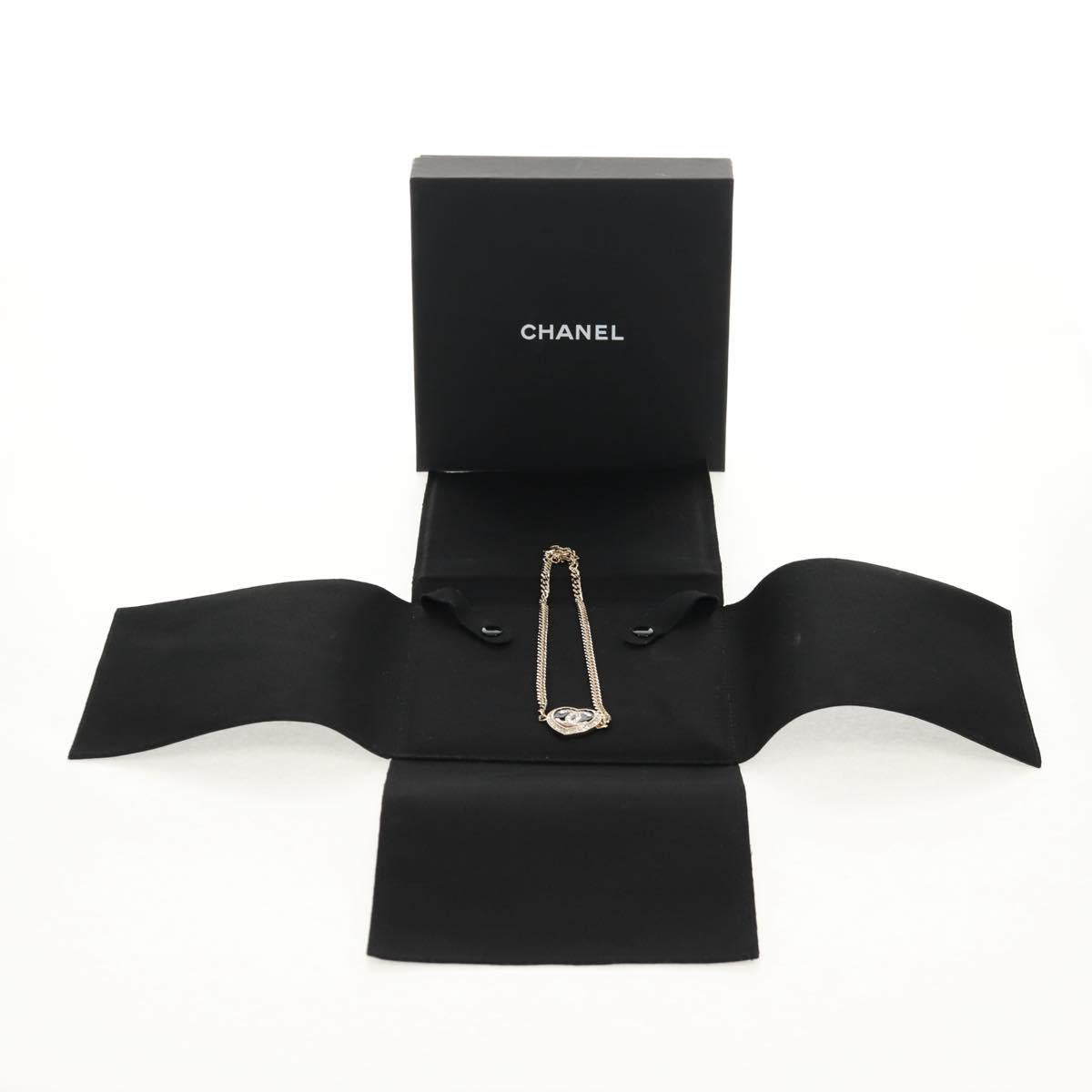 CHANEL Heart Necklace metal Silver CC Auth BA7561M