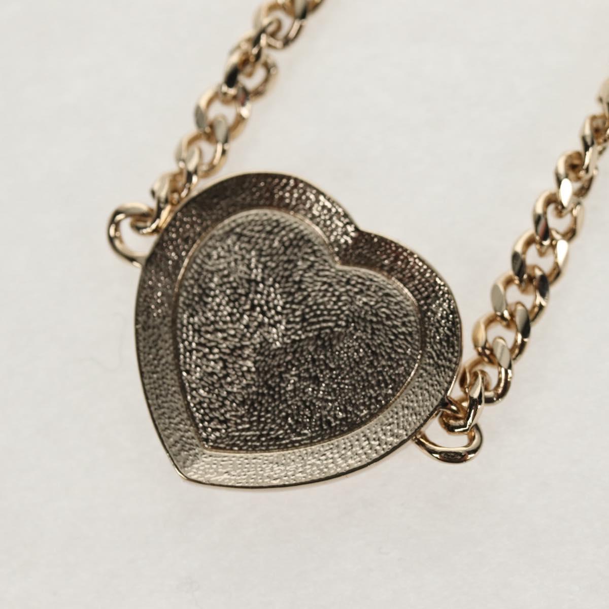 CHANEL Heart Necklace metal Silver CC Auth BA7561SAM