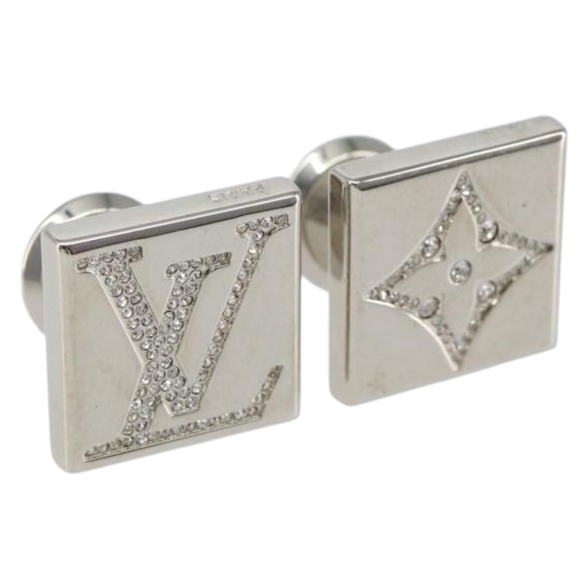 LOUIS VUITTON Bouton De Manchette Stratos Cuffs metal Silver M68252 Auth BA7567