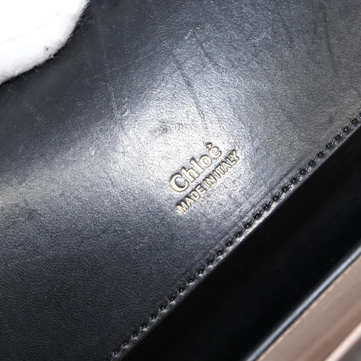 Chloe Shoulder Bag Leather Black Gold Auth BA7568