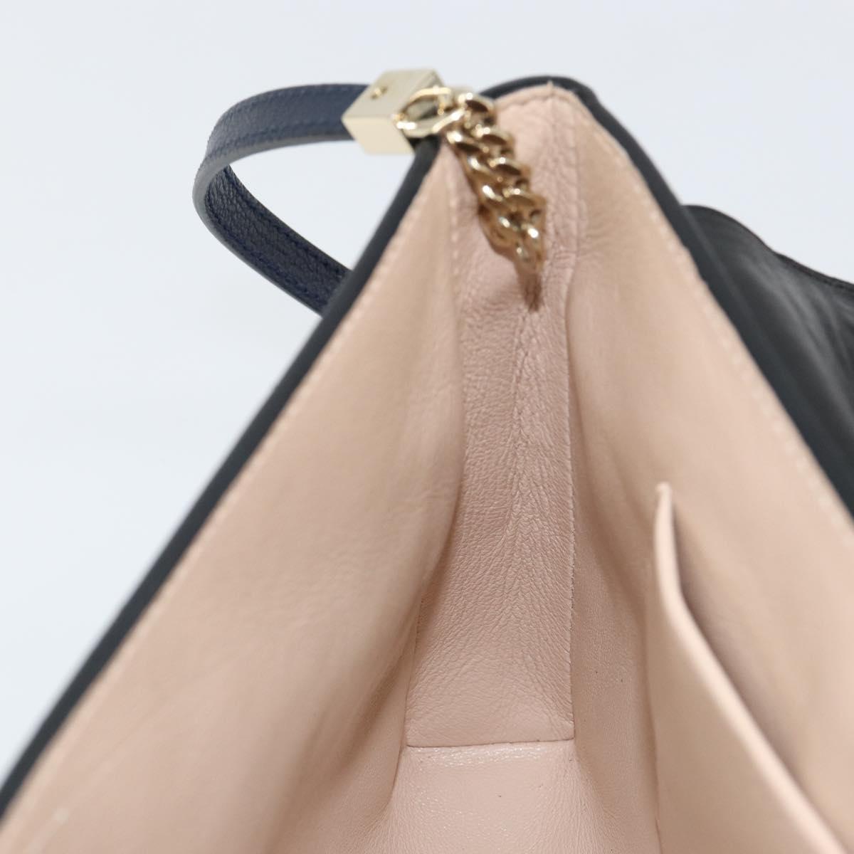 Chloe Shoulder Bag Leather Black Gold Auth BA7568