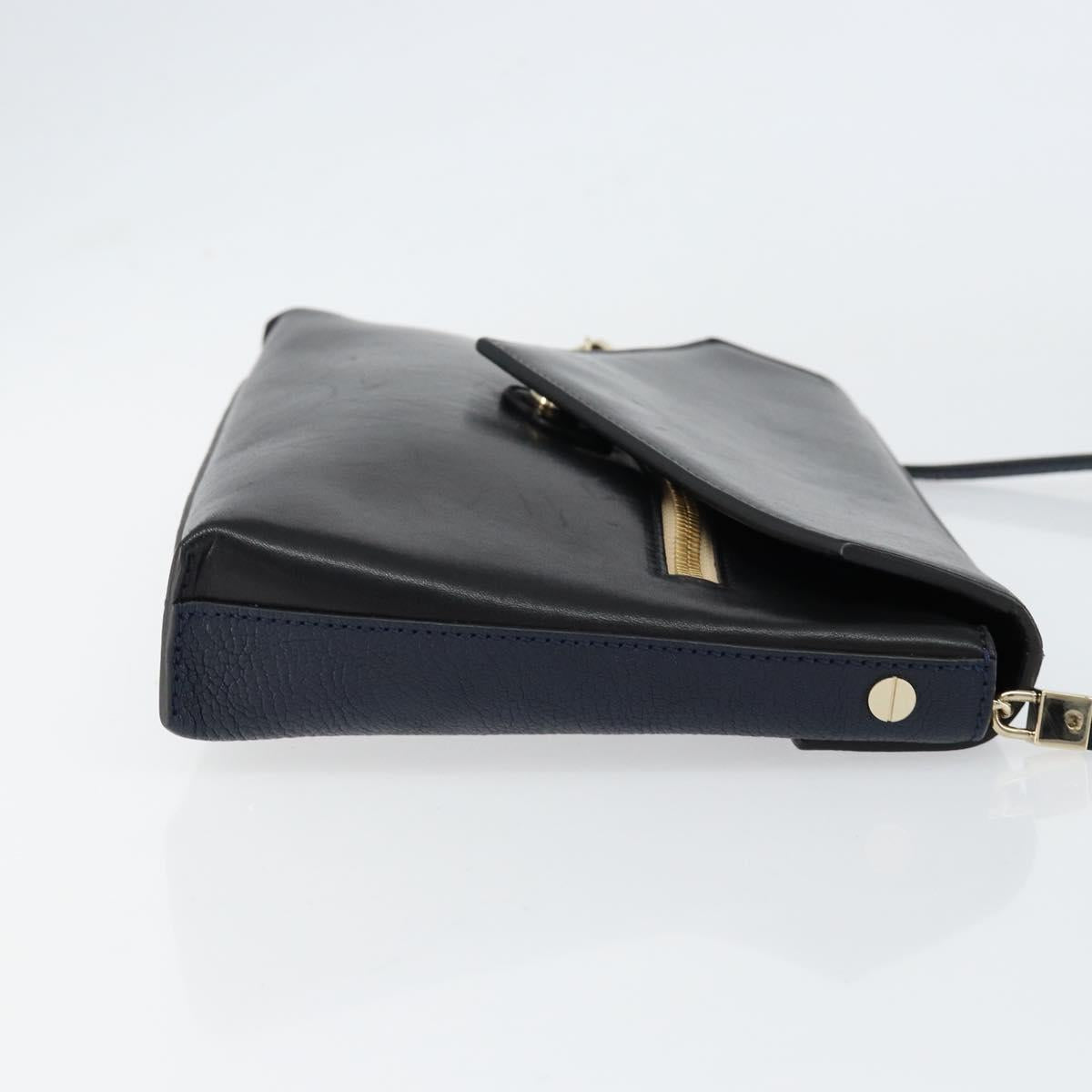 Chloe Shoulder Bag Leather Black Gold Auth BA7568
