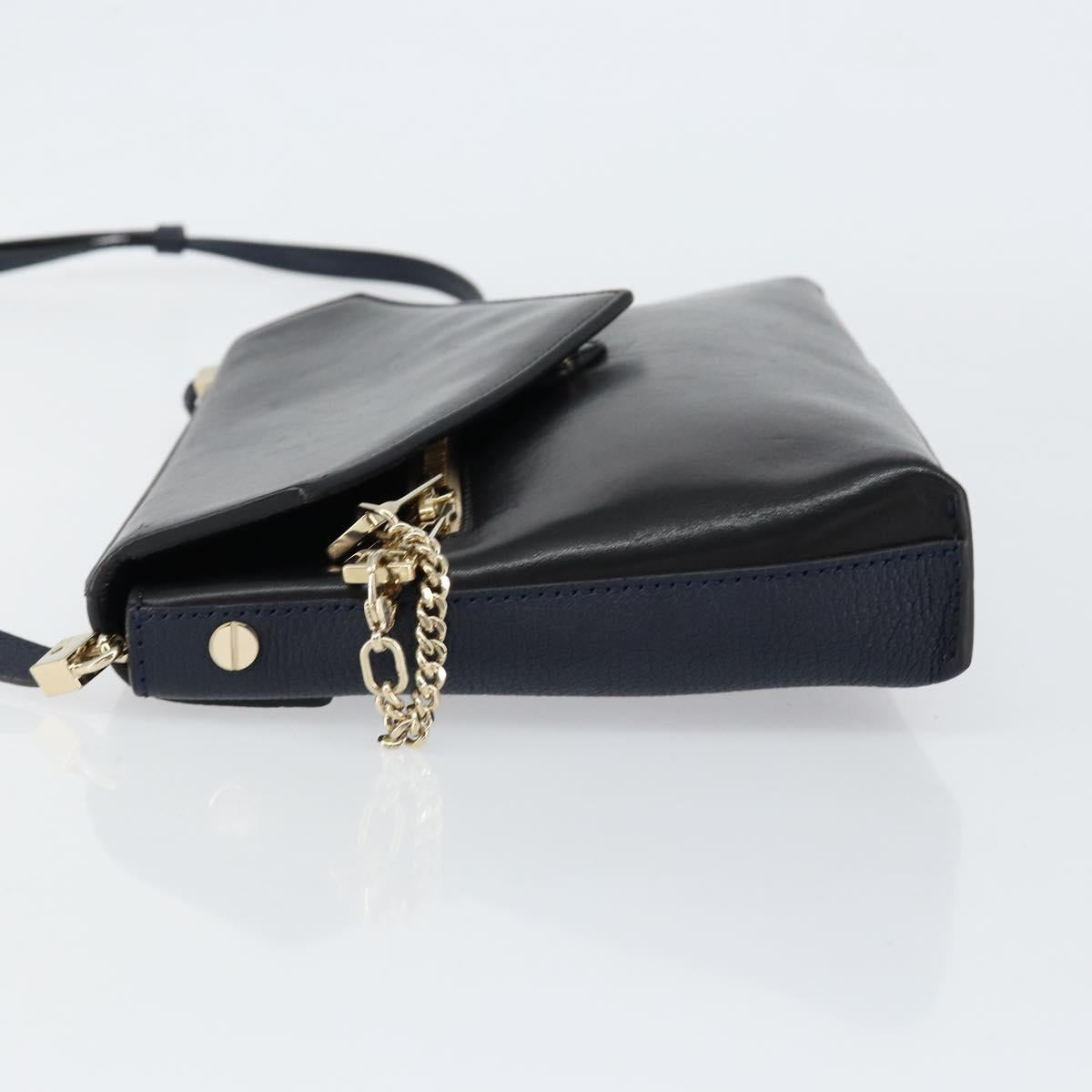Chloe Shoulder Bag Leather Black Gold Auth BA7568