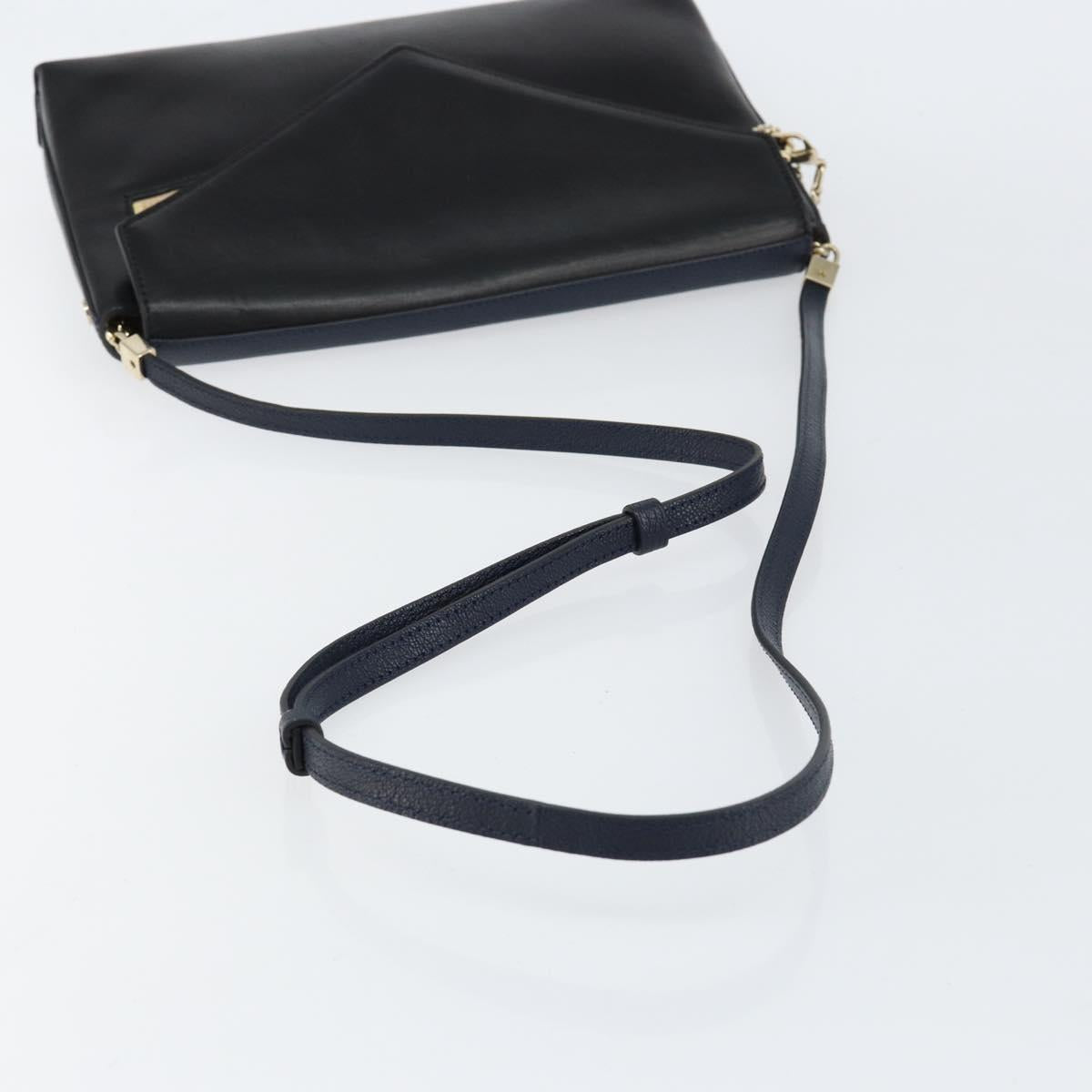 Chloe Shoulder Bag Leather Black Gold Auth BA7568