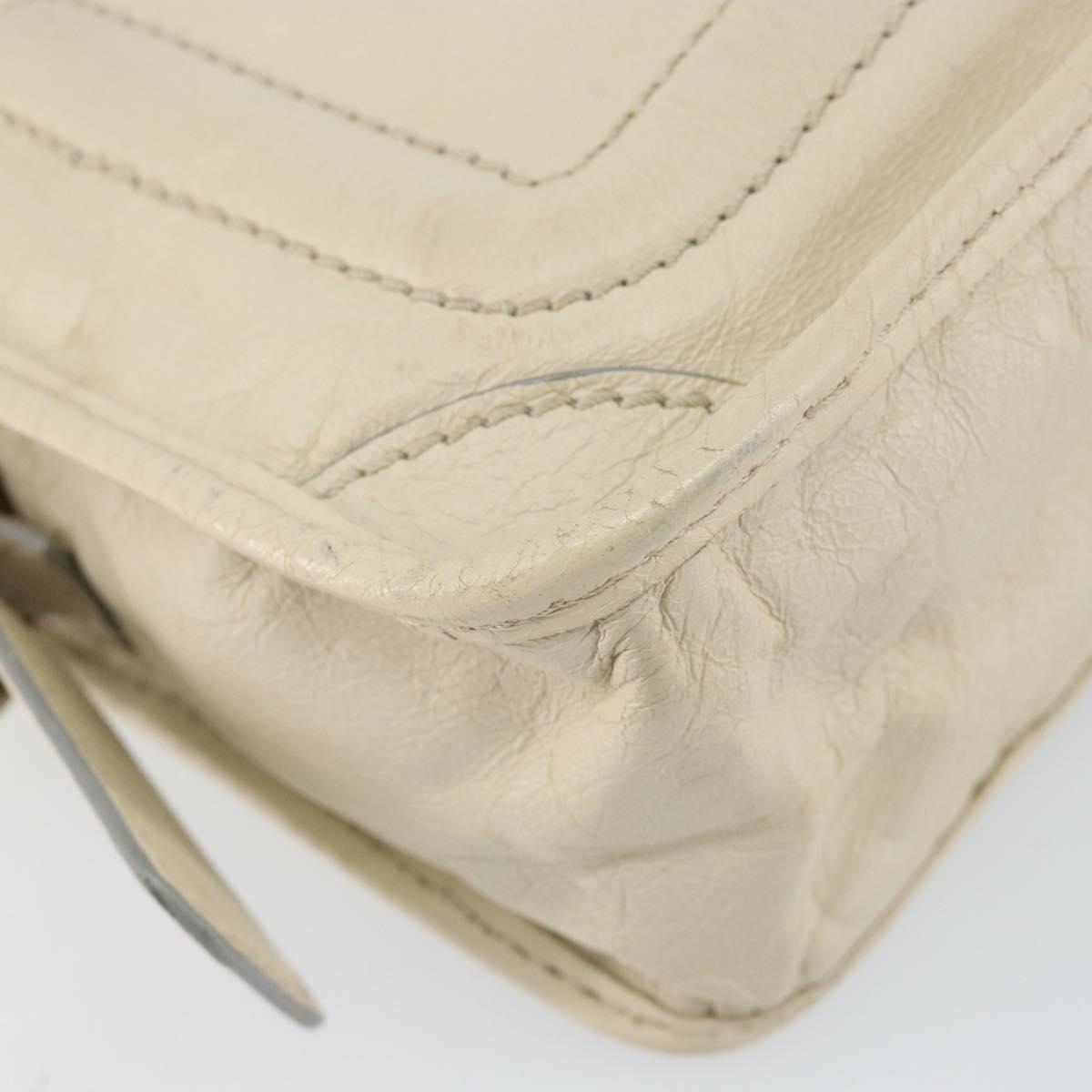 Chloe Hand Bag Leather White Gold Auth BA7569