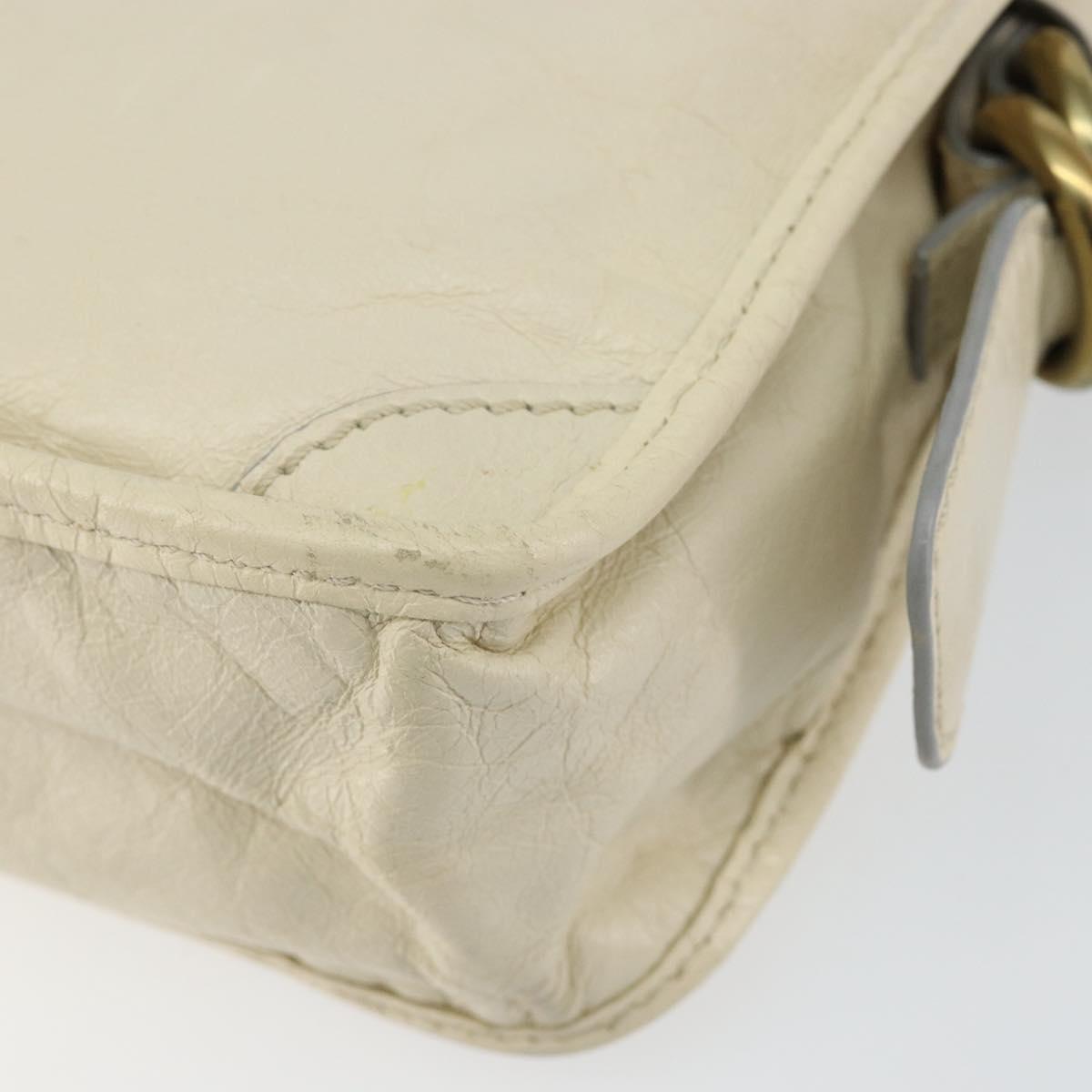 Chloe Hand Bag Leather White Gold Auth BA7569