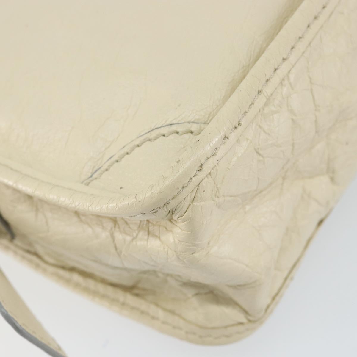 Chloe Hand Bag Leather White Gold Auth BA7569