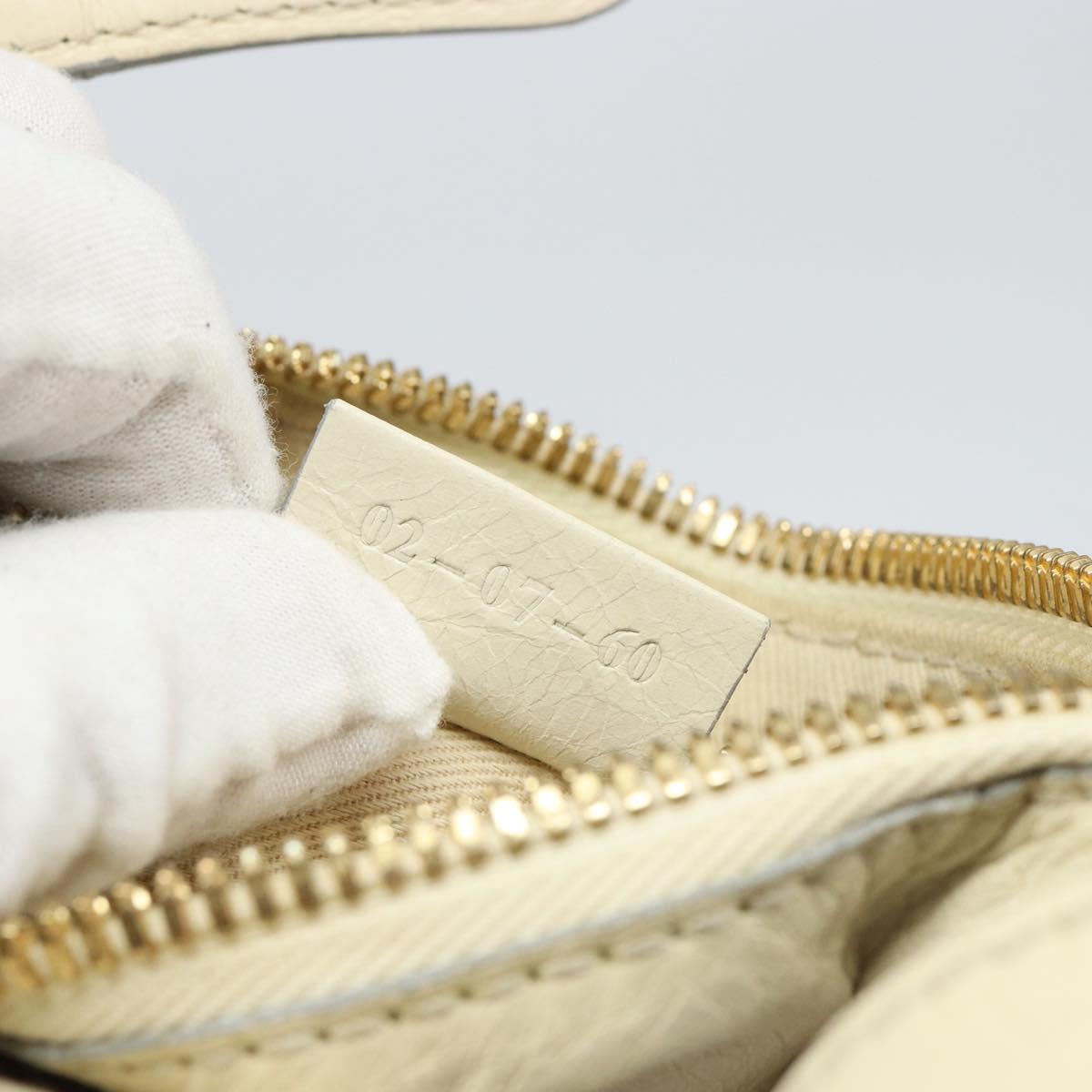 Chloe Hand Bag Leather White Gold Auth BA7569