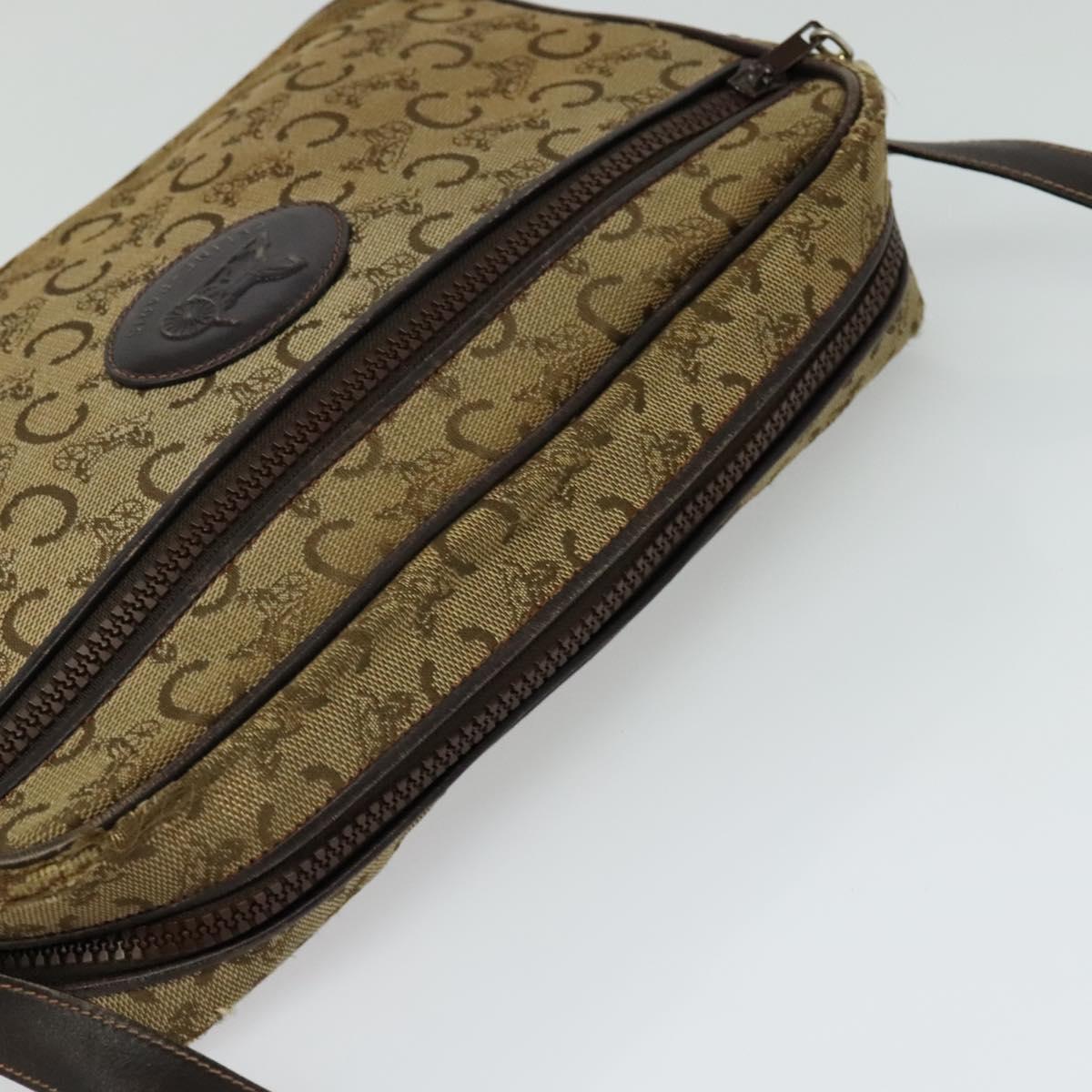 CELINE C Sulky Shoulder Bag Canvas Beige Auth BA757