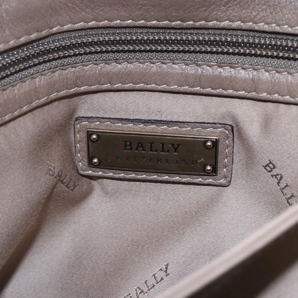 BALLY Shoulder Bag Leather Beige Gold Auth BA7570