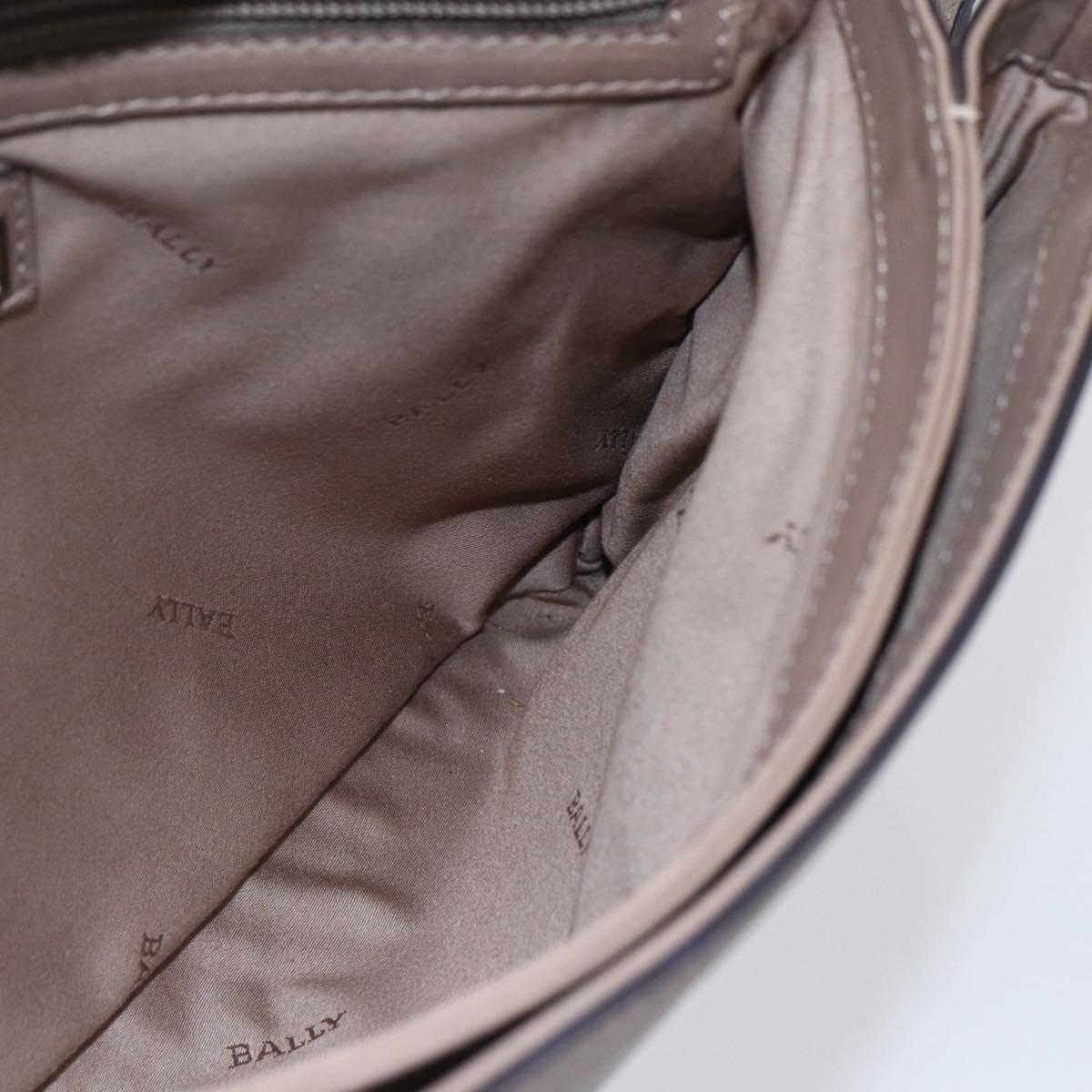 BALLY Shoulder Bag Leather Beige Gold Auth BA7570