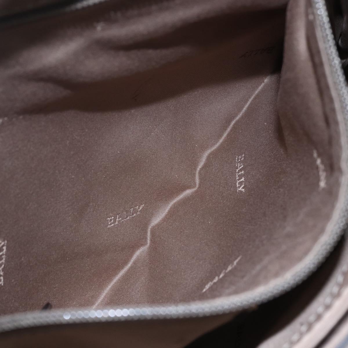 BALLY Shoulder Bag Leather Beige Gold Auth BA7570