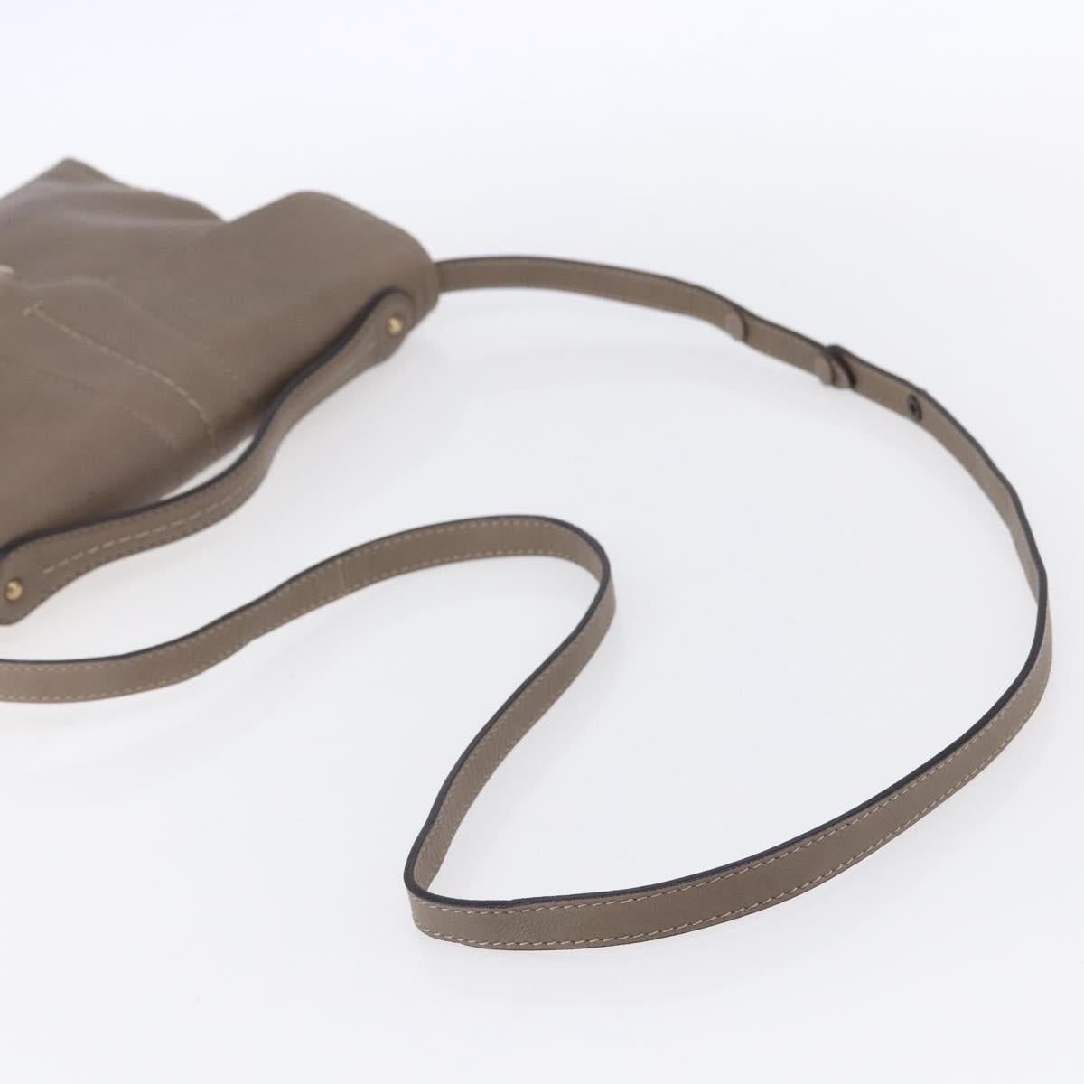 BALLY Shoulder Bag Leather Beige Gold Auth BA7570