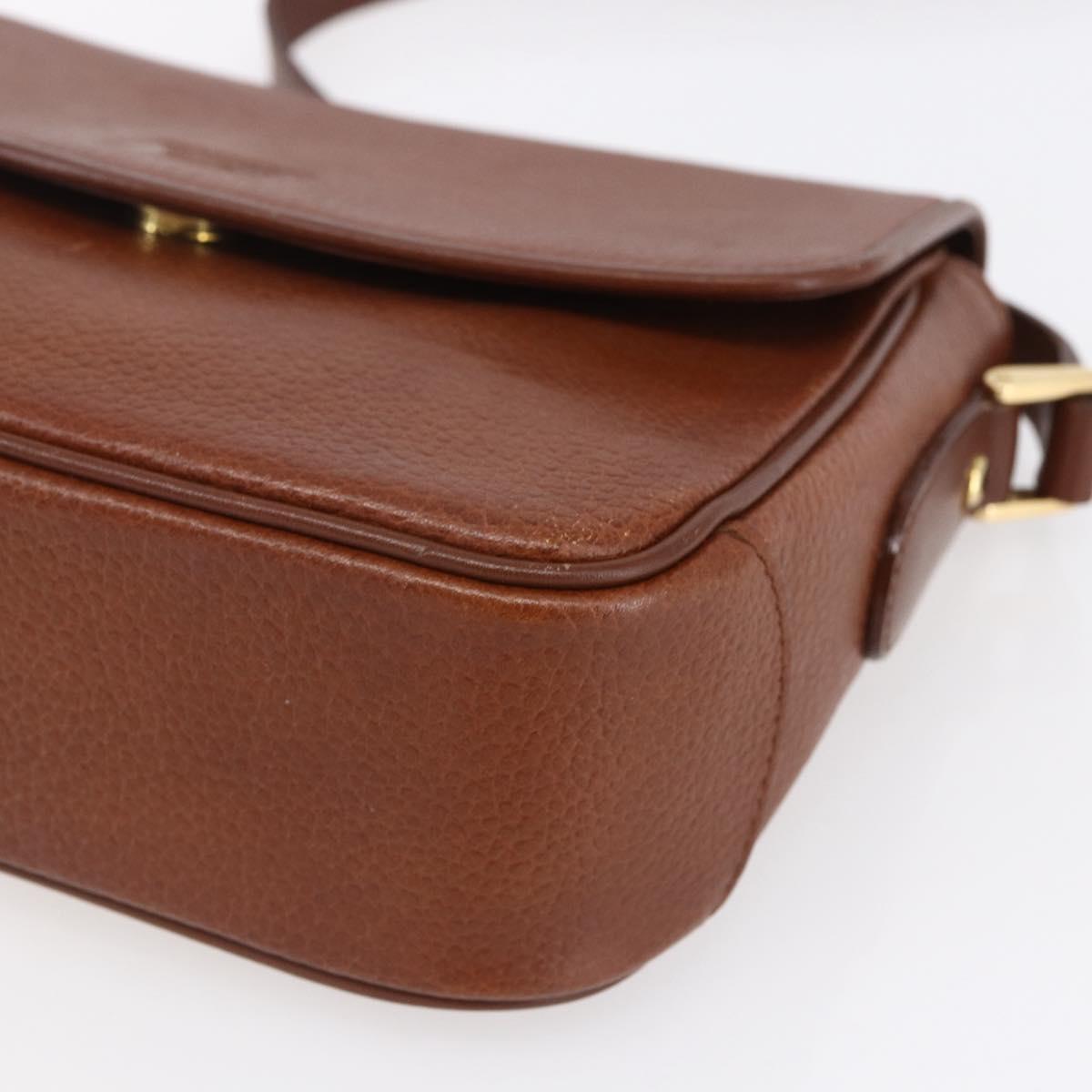 Burberrys Shoulder Bag Leather Gold Brown Auth BA7571
