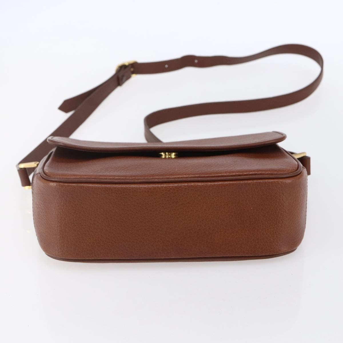 Burberrys Shoulder Bag Leather Gold Brown Auth BA7571