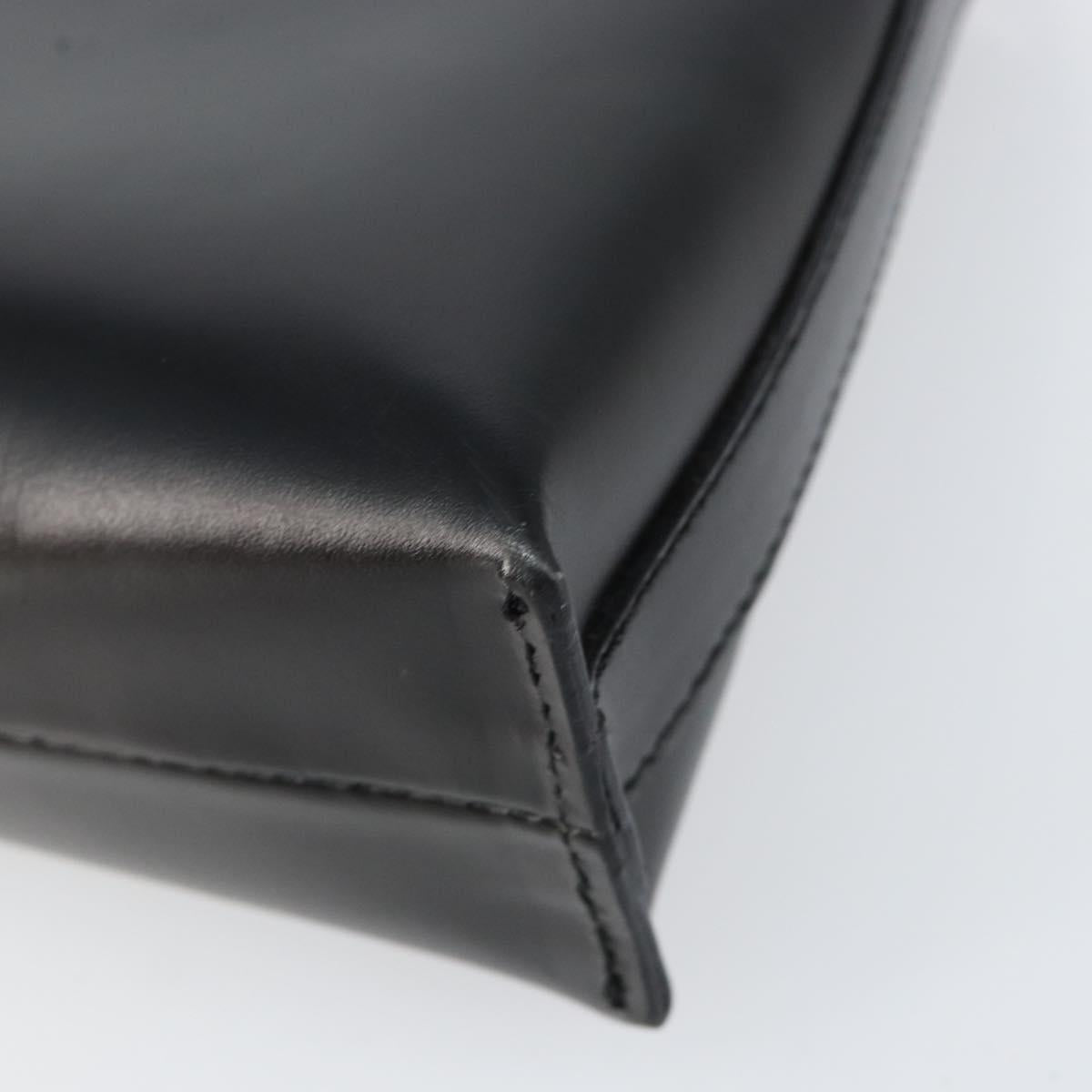 BURBERRY Hand Bag Leather Black Silver Auth BA7572