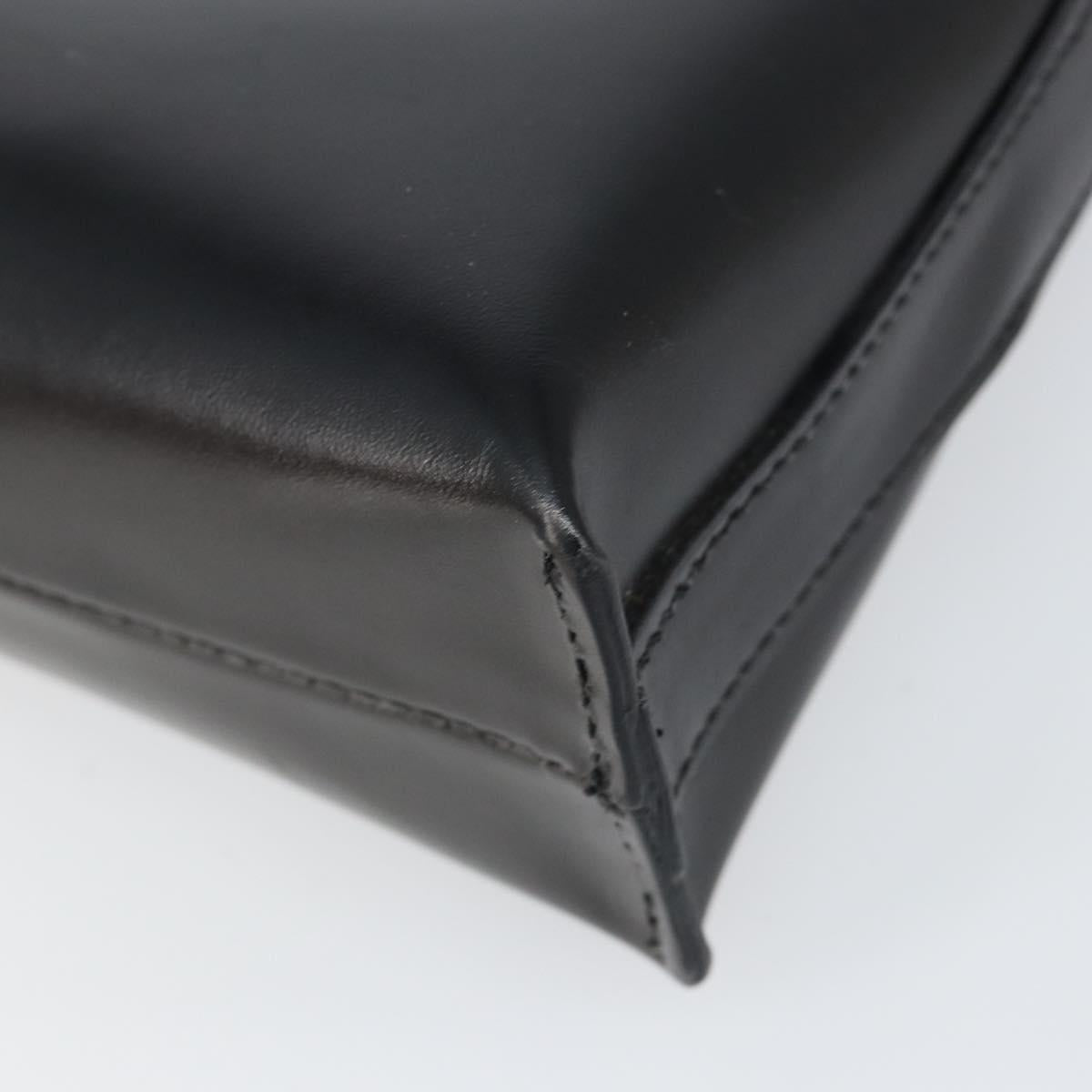 BURBERRY Hand Bag Leather Black Silver Auth BA7572