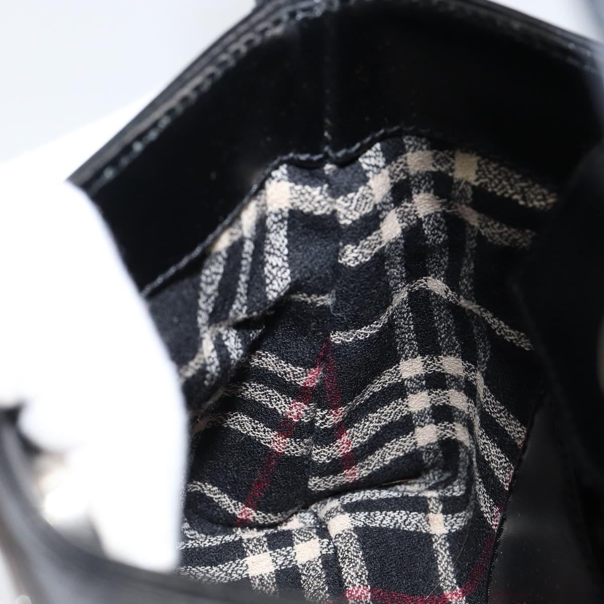 BURBERRY Hand Bag Leather Black Silver Auth BA7572