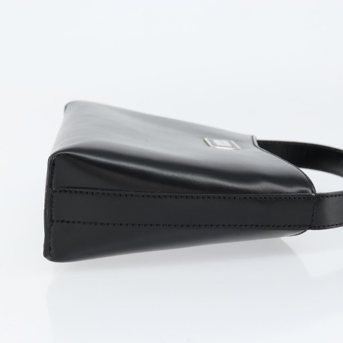 BURBERRY Hand Bag Leather Black Silver Auth BA7572