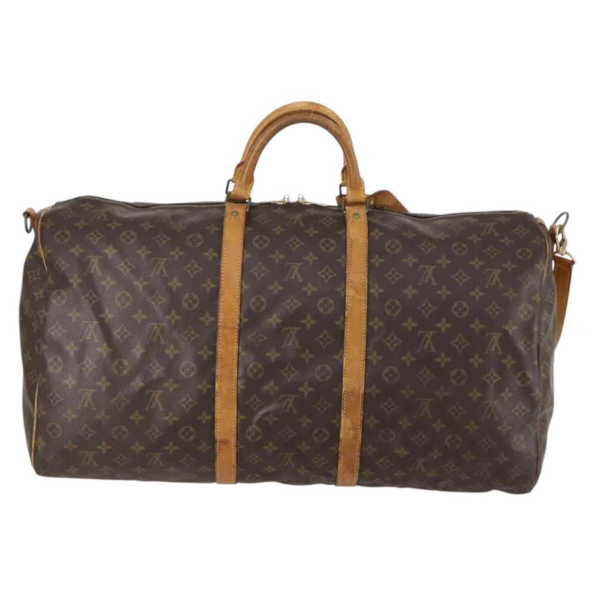 LOUIS VUITTON Monogram Keepall Bandouliere 60 Boston Bag M41412 LV Auth BA7613