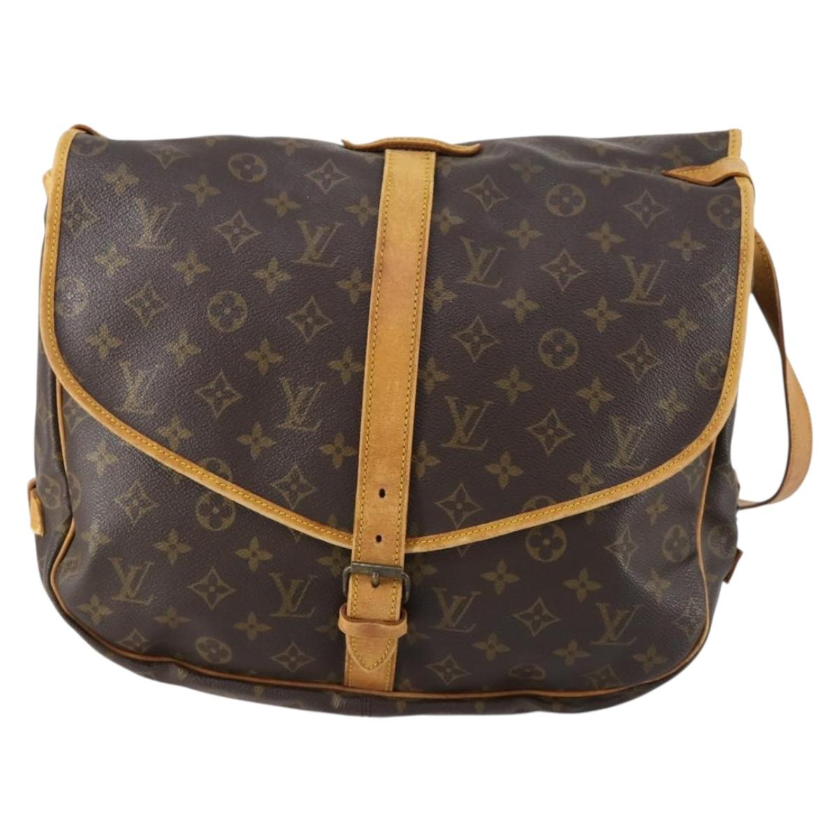 LOUIS VUITTON Monogram Saumur 35 Shoulder Bag M42254 LV Auth BA7620