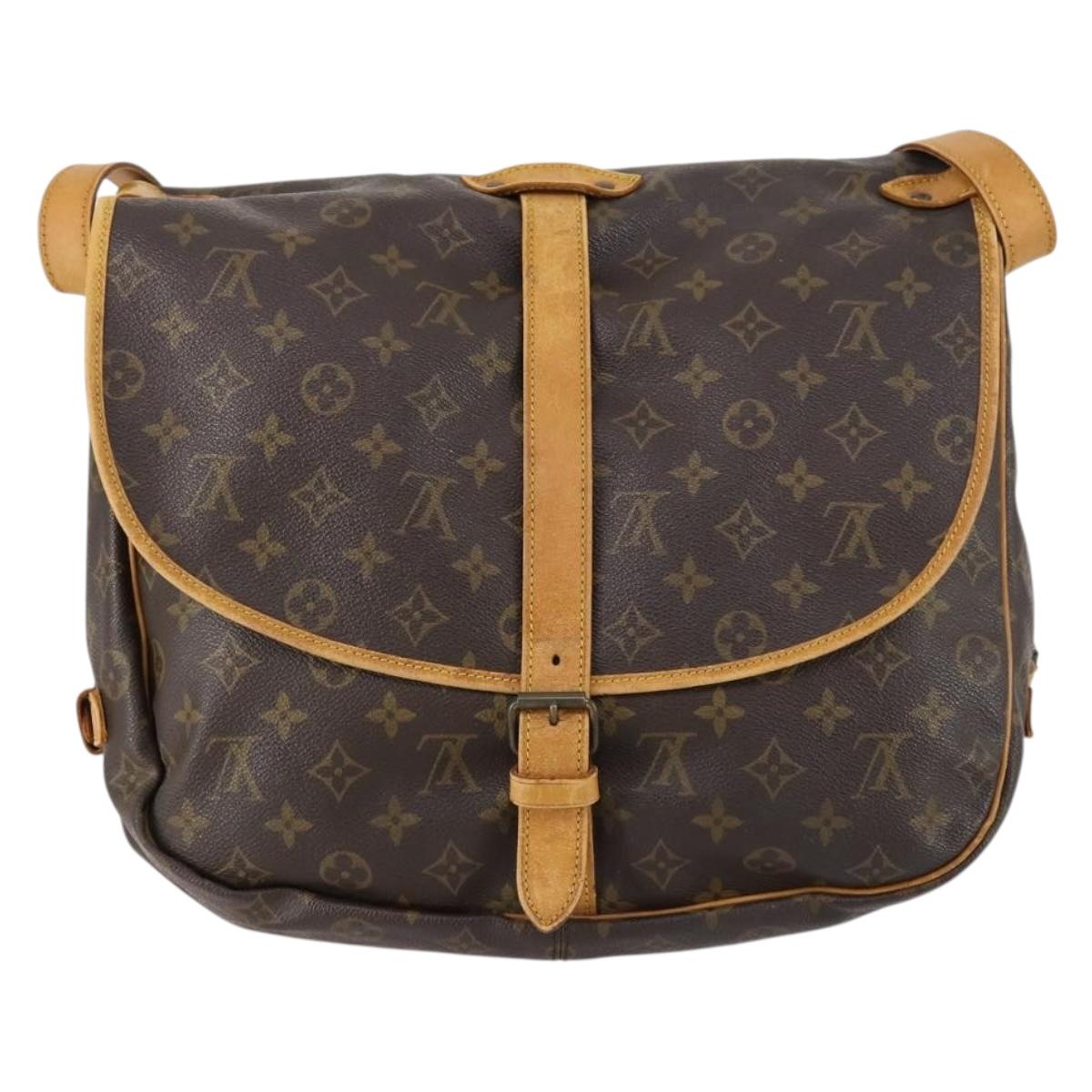 LOUIS VUITTON Monogram Saumur 35 Shoulder Bag M42254 LV Auth BA7620