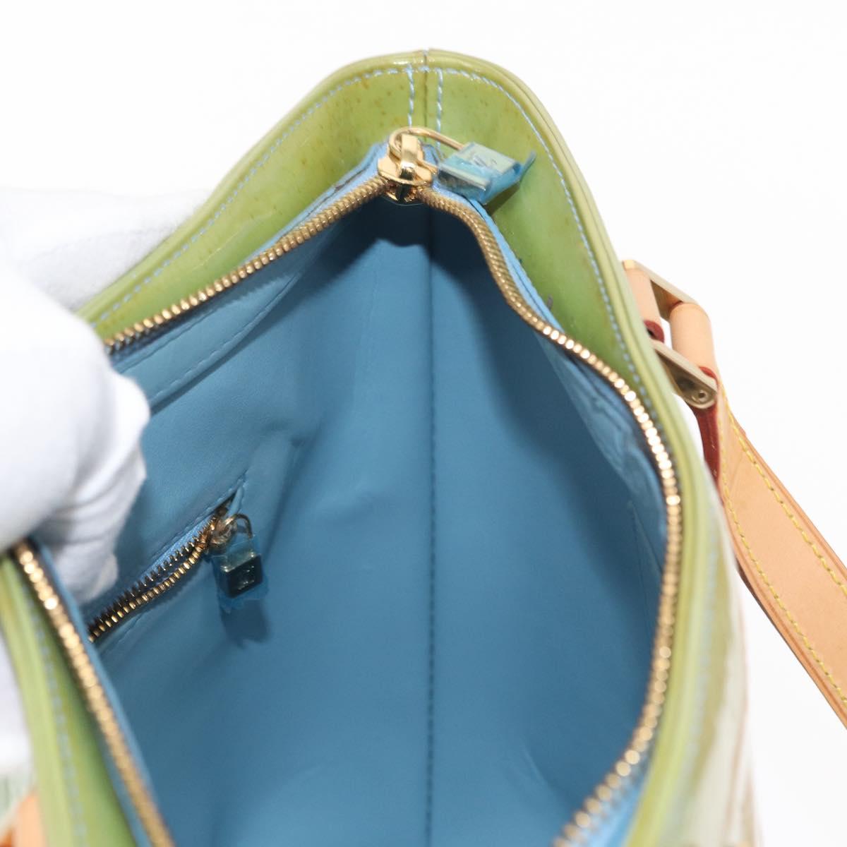 LOUIS VUITTON Monogram Vernis Houston Hand Bag Baby Blue M91005 LV Auth BA7640