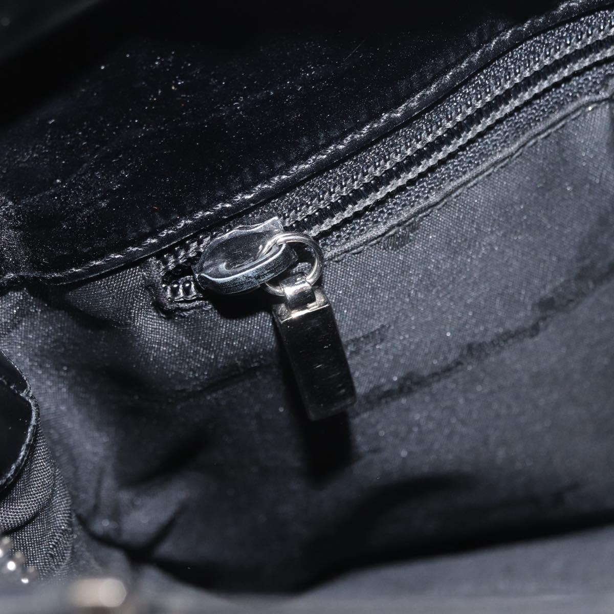 Salvatore Ferragamo Gancini Hand Bag Leather Silver Black Auth BA7660