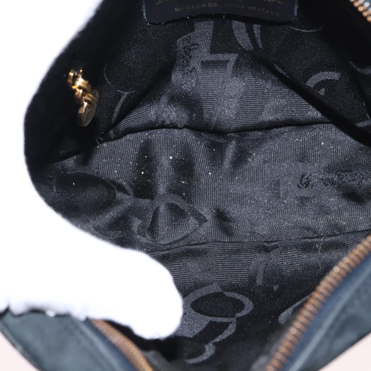 Salvatore Ferragamo Vala Shoulder Bag Suede Navy Gold Auth BA7661