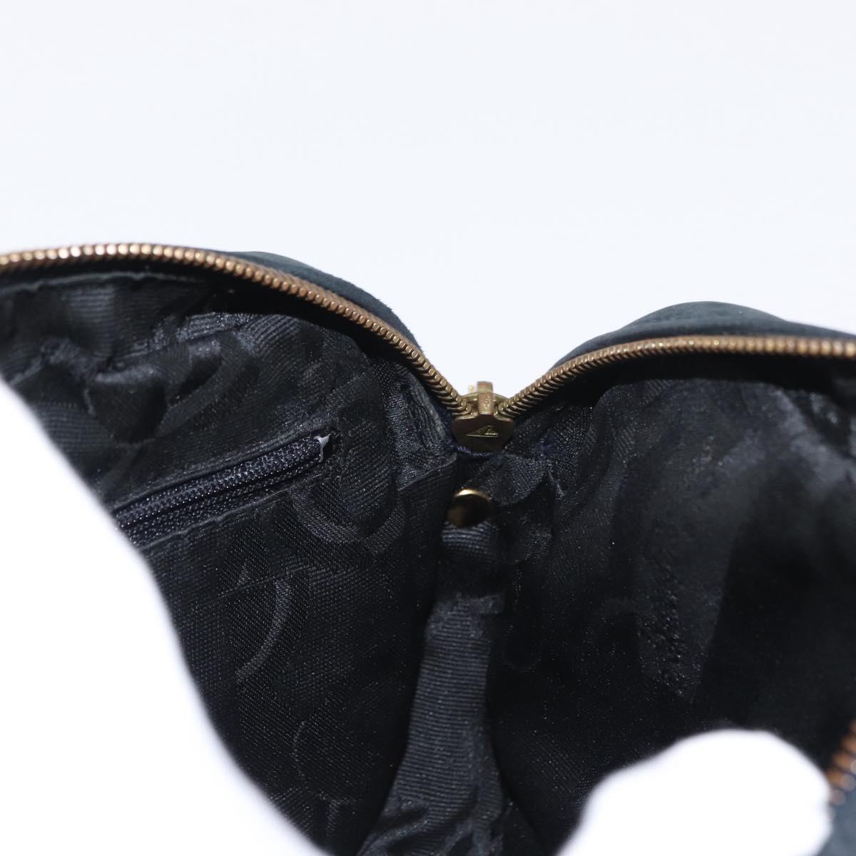 Salvatore Ferragamo Vala Shoulder Bag Suede Navy Gold Auth BA7661