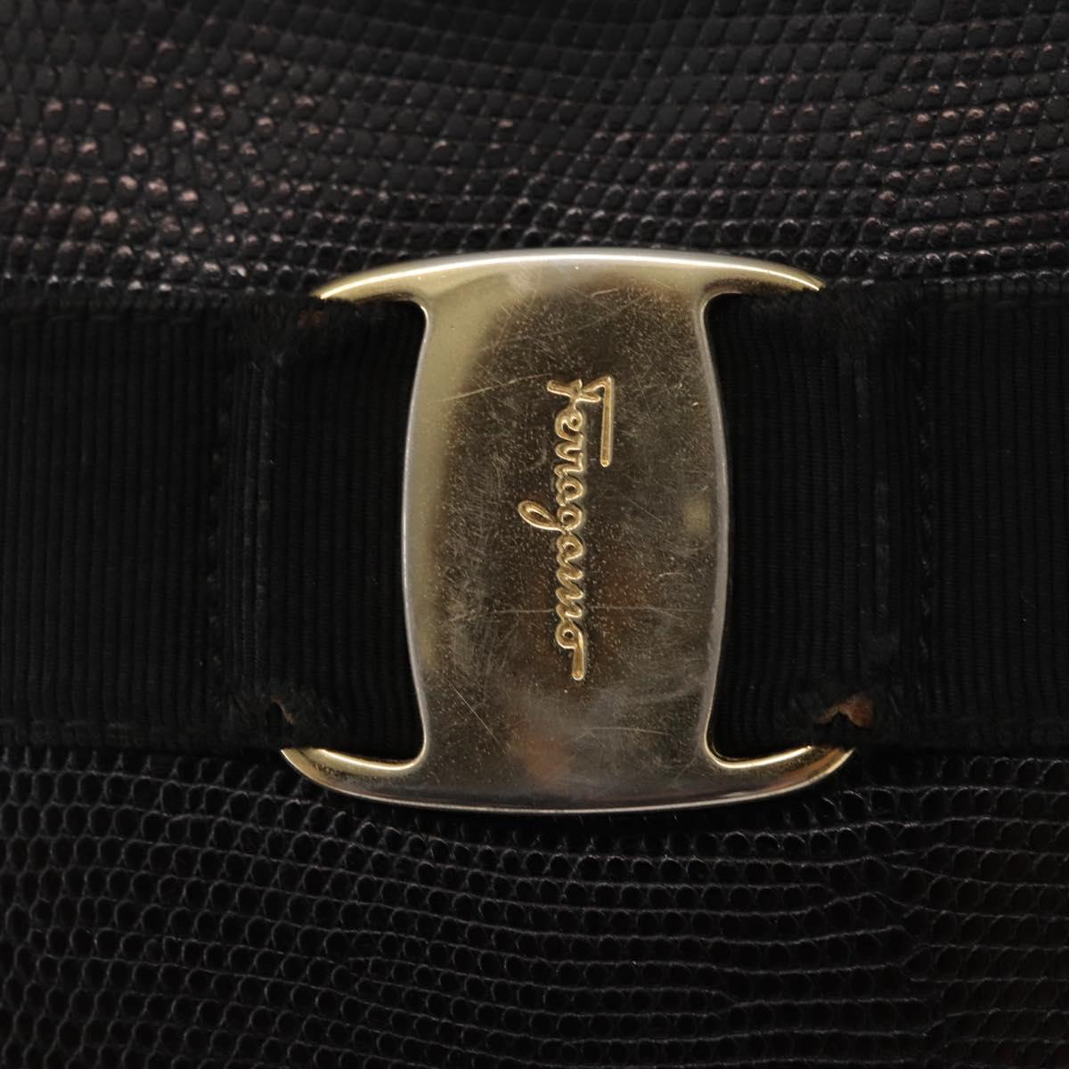 Salvatore Ferragamo Vala Shoulder Bag Leather Black Gold Auth BA7662