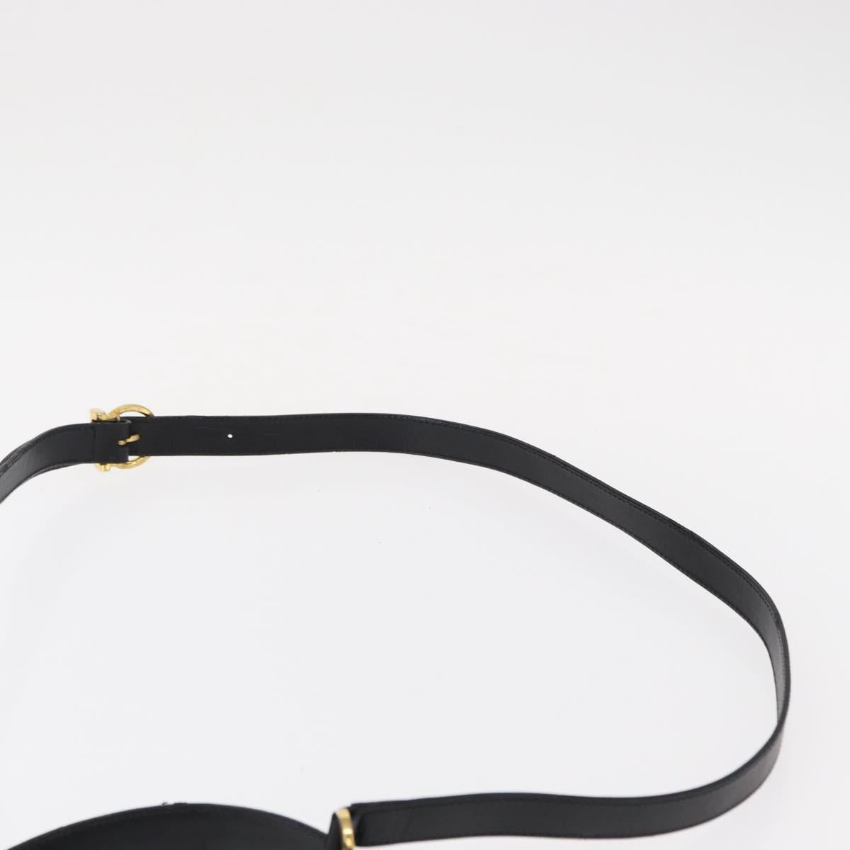 Salvatore Ferragamo Vala Hand Bag Leather 2way Black Gold Auth BA7663